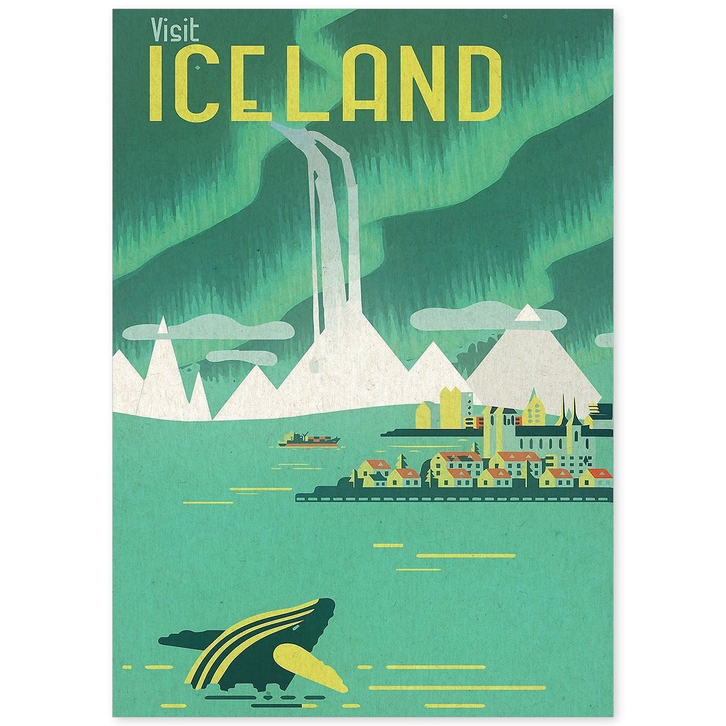 Poster vintage. Cartel de publicidad vintage. Viaja a Islandia.-Artwork-Nacnic-A4-Sin marco-Nacnic Estudio SL