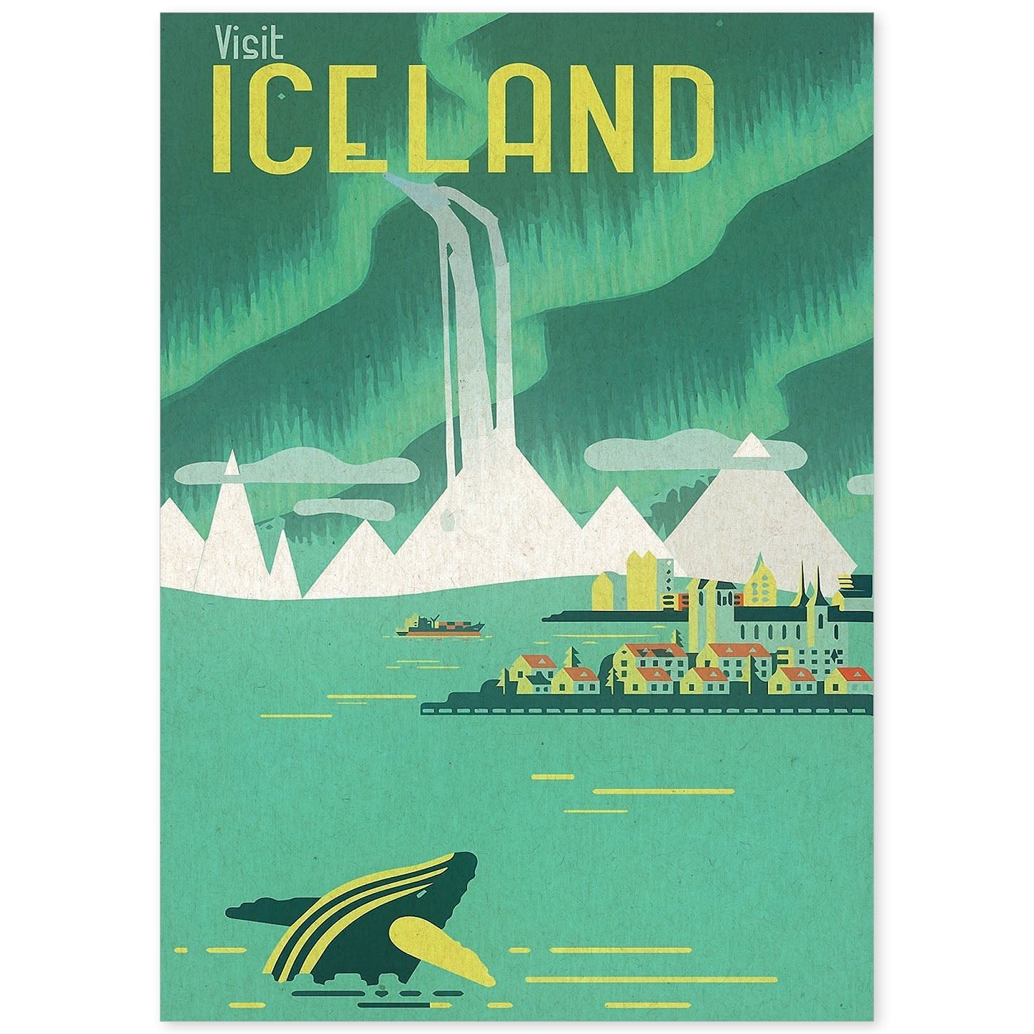 Poster vintage. Cartel de publicidad vintage. Viaja a Islandia.-Artwork-Nacnic-A4-Sin marco-Nacnic Estudio SL