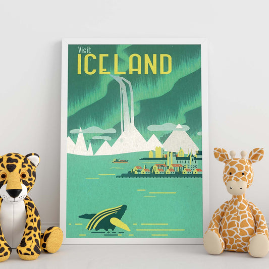 Poster vintage. Cartel de publicidad vintage. Viaja a Islandia.-Artwork-Nacnic-Nacnic Estudio SL