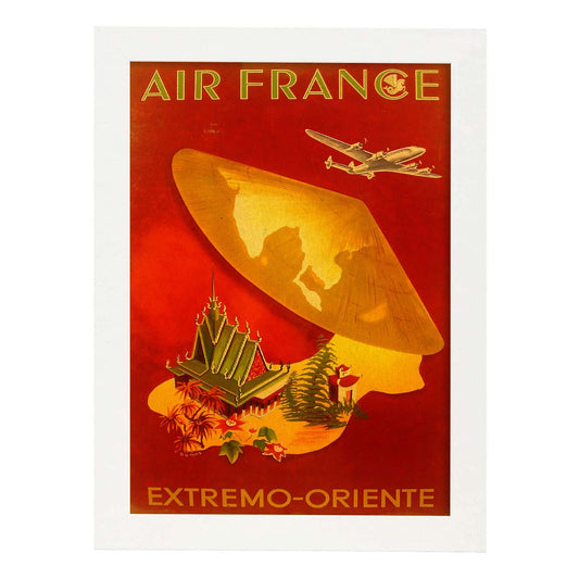Poster vintage. Cartel de publicidad vintage. Viaja a oriente.-Artwork-Nacnic-A4-Marco Blanco-Nacnic Estudio SL