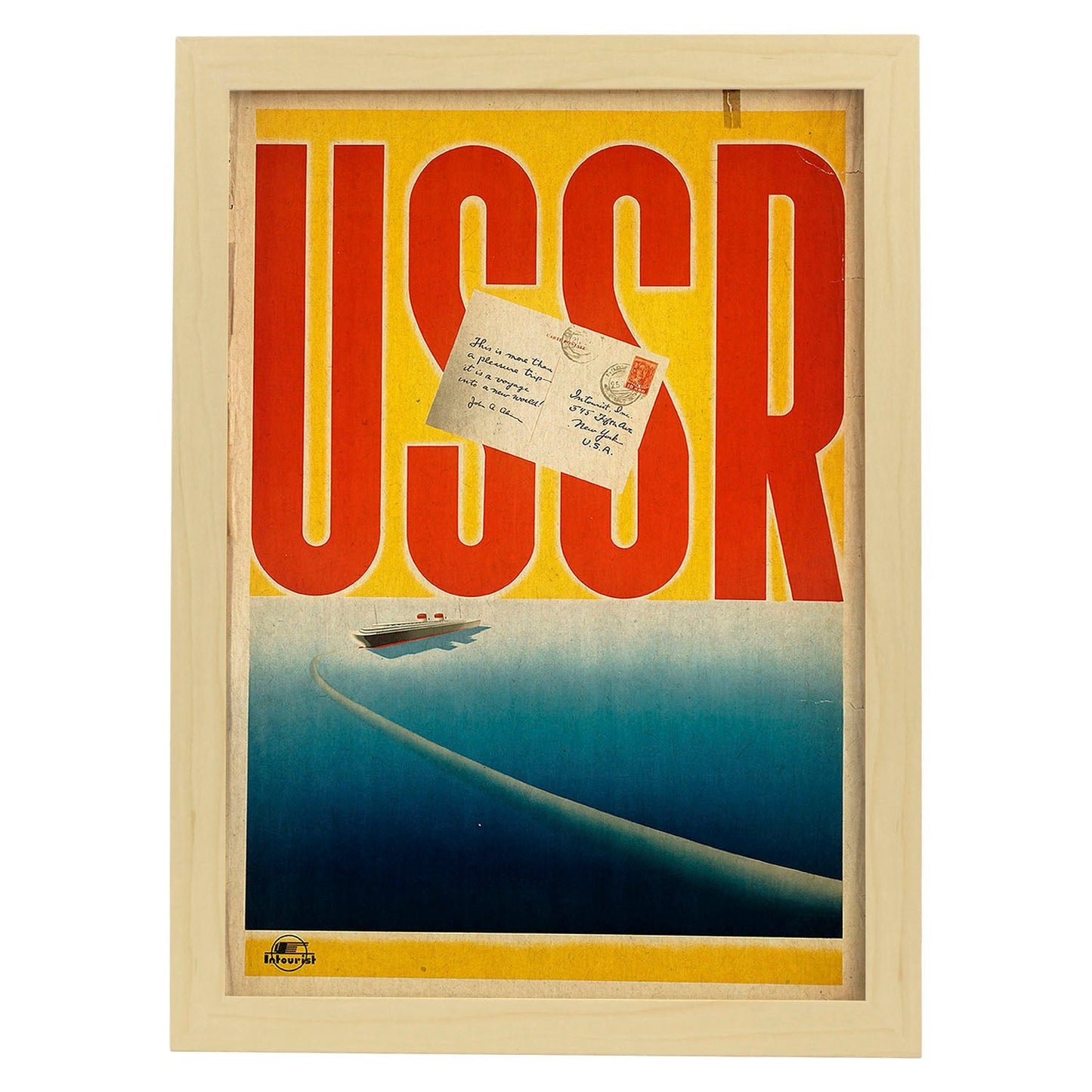 Poster vintage. Cartel de publicidad vintage. Viaja por la URSS.-Artwork-Nacnic-A3-Marco Madera clara-Nacnic Estudio SL