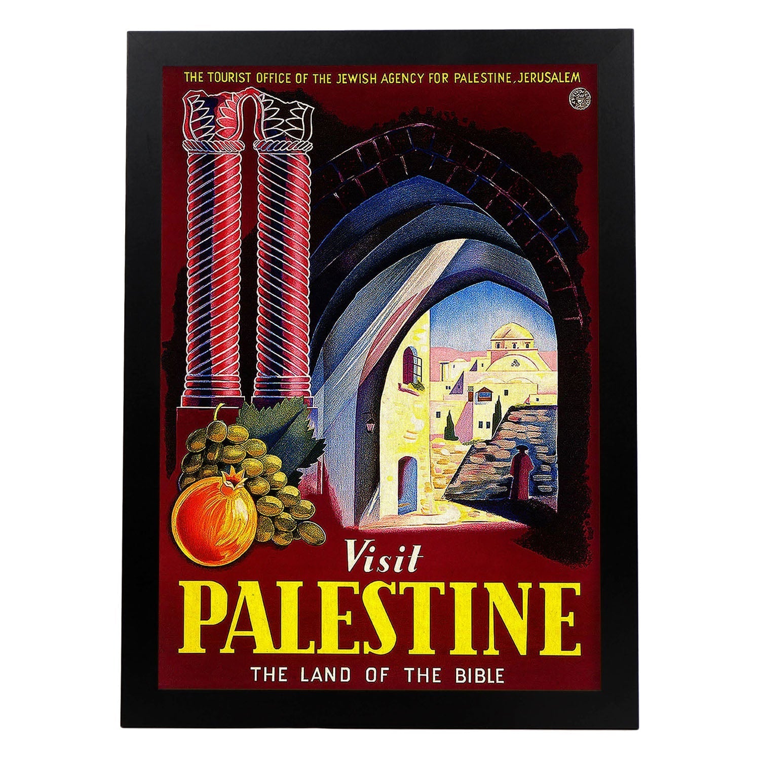 Poster vintage. Cartel de publicidad vintage. Viaja por Palestina.-Artwork-Nacnic-A3-Marco Negro-Nacnic Estudio SL