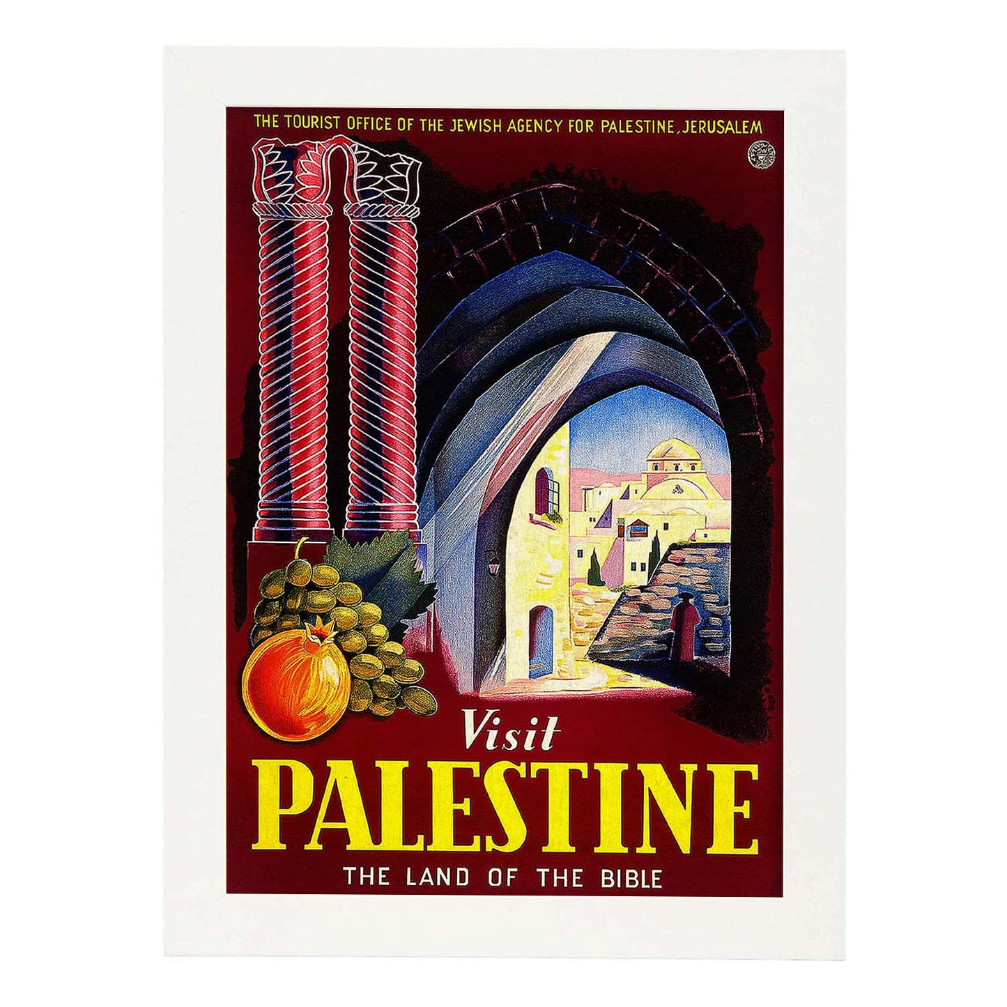 Poster vintage. Cartel de publicidad vintage. Viaja por Palestina.-Artwork-Nacnic-A4-Marco Blanco-Nacnic Estudio SL