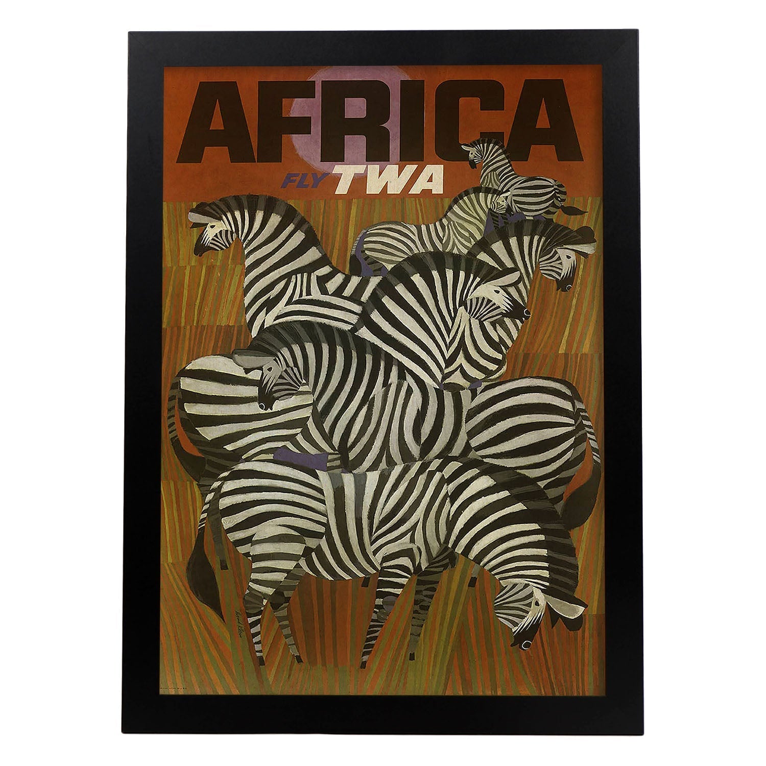 Poster vintage. Cartel de publicidad vintage. Zebras en Africa.-Artwork-Nacnic-A3-Marco Negro-Nacnic Estudio SL