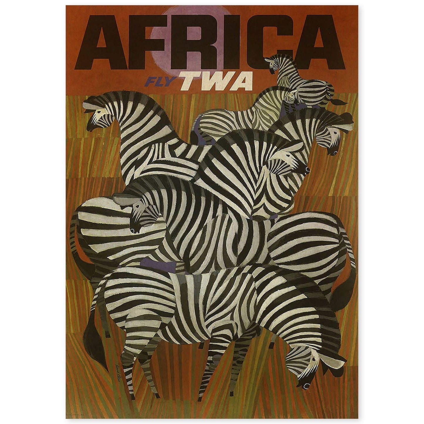 Poster vintage. Cartel de publicidad vintage. Zebras en Africa.-Artwork-Nacnic-A4-Sin marco-Nacnic Estudio SL