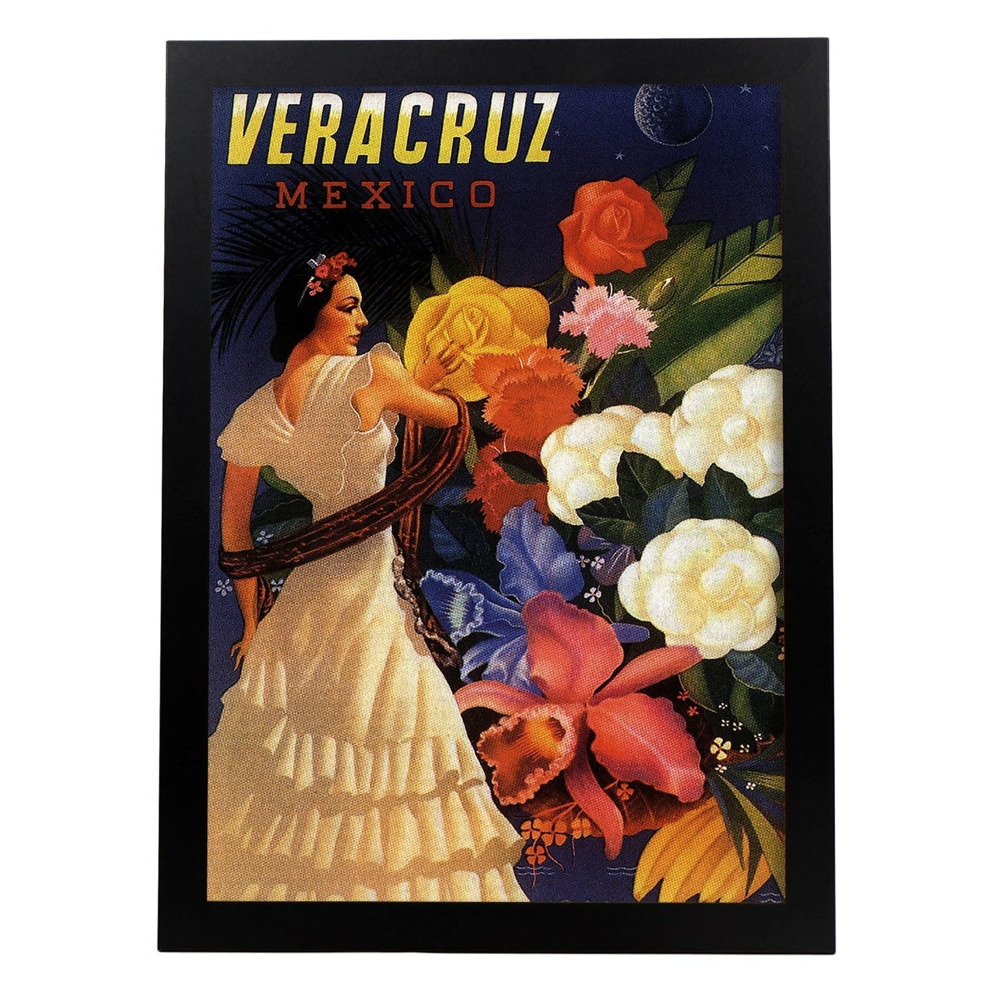 Poster vintage. Cartel de Veracruz, México.-Artwork-Nacnic-A3-Marco Negro-Nacnic Estudio SL