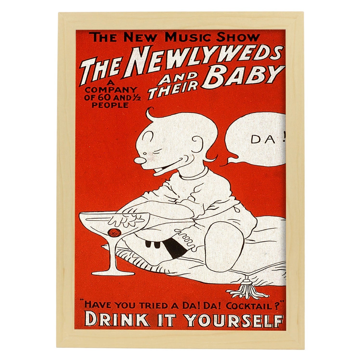 Poster vintage. Cartel musical vintage "El nuevo bebé".-Artwork-Nacnic-A3-Marco Madera clara-Nacnic Estudio SL