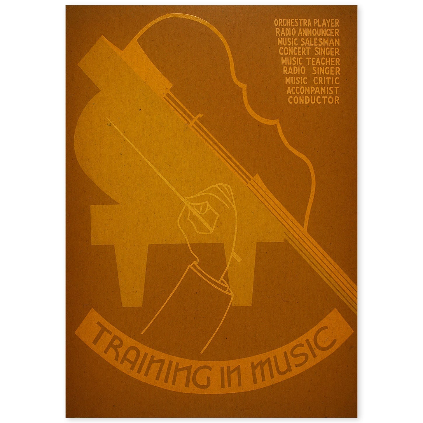Poster vintage. Cartel orquesta vintage "Practicando musica".-Artwork-Nacnic-A4-Sin marco-Nacnic Estudio SL