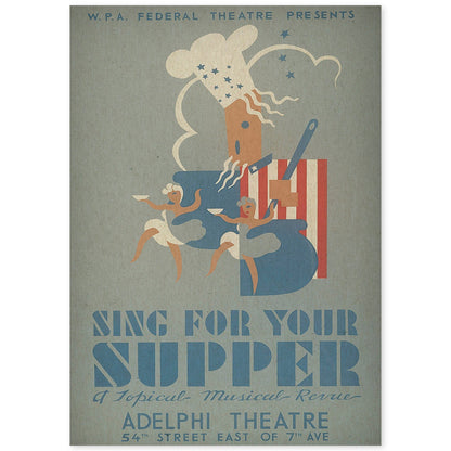 Poster vintage. Cartel teatro vintage "Canta por tu cena".-Artwork-Nacnic-A4-Sin marco-Nacnic Estudio SL