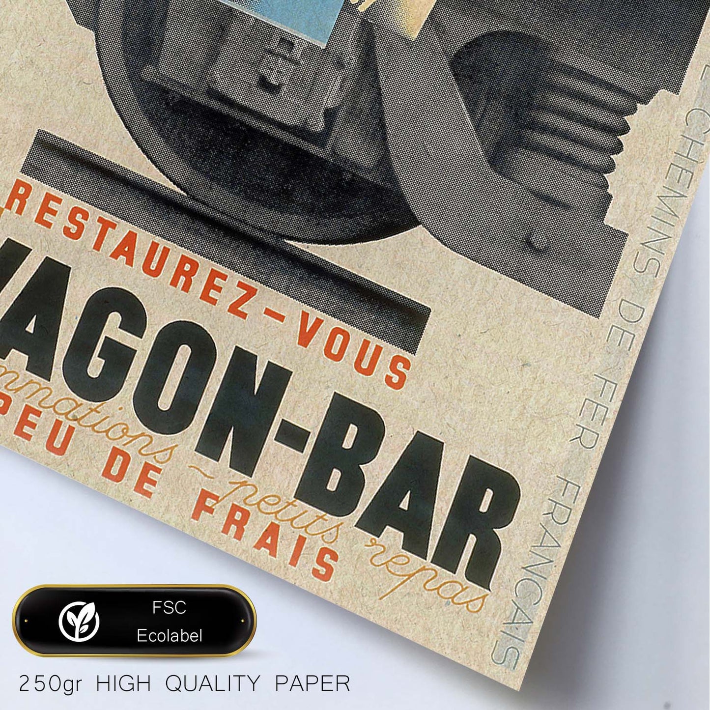 Poster vintage. Cartel vintage anuncio Wagon-Bar a Peu de Frais.-Artwork-Nacnic-Nacnic Estudio SL