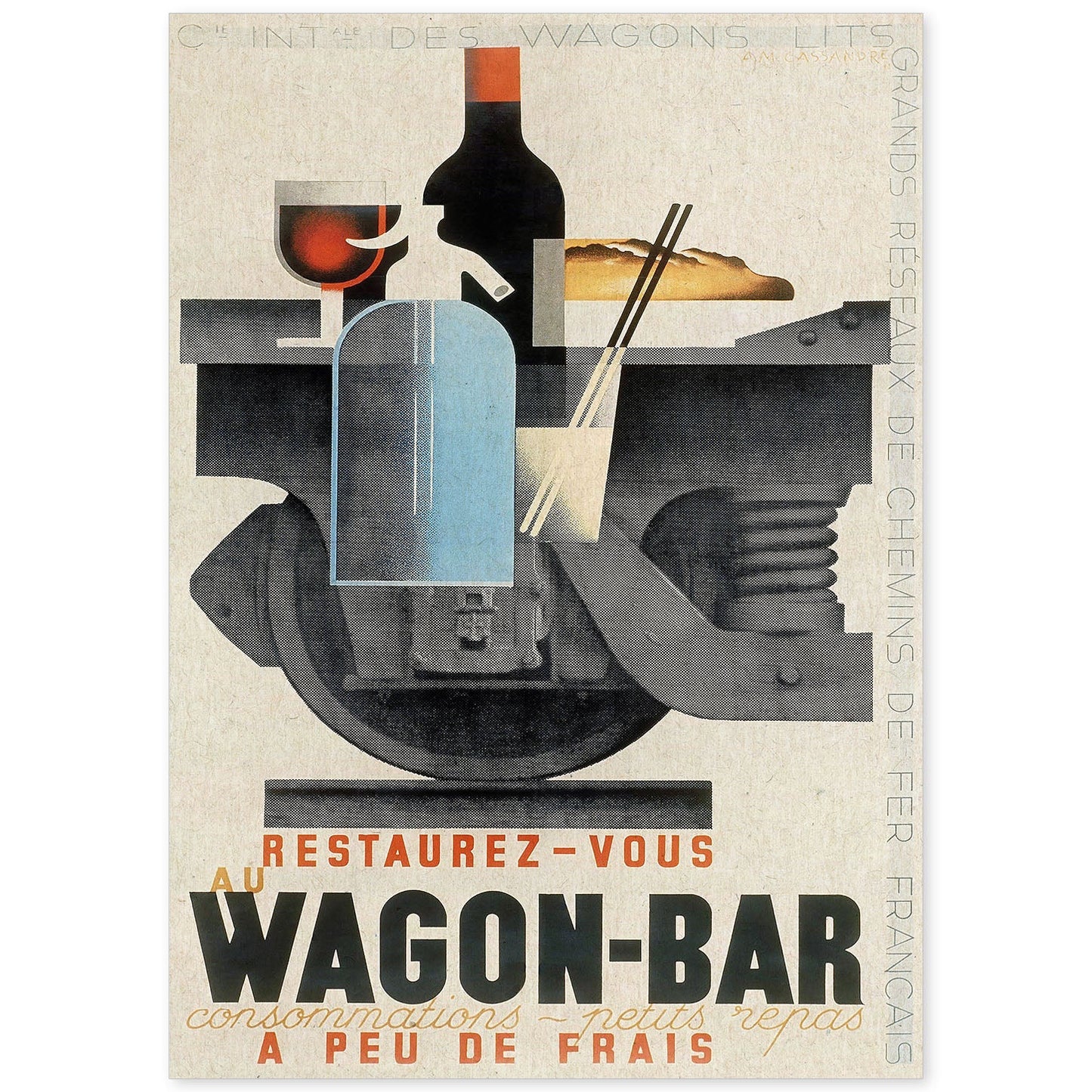 Poster vintage. Cartel vintage anuncio Wagon-Bar a Peu de Frais.-Artwork-Nacnic-A4-Sin marco-Nacnic Estudio SL