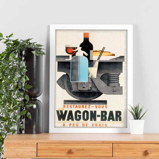 Poster vintage. Cartel vintage anuncio Wagon-Bar a Peu de Frais.-Artwork-Nacnic-Nacnic Estudio SL