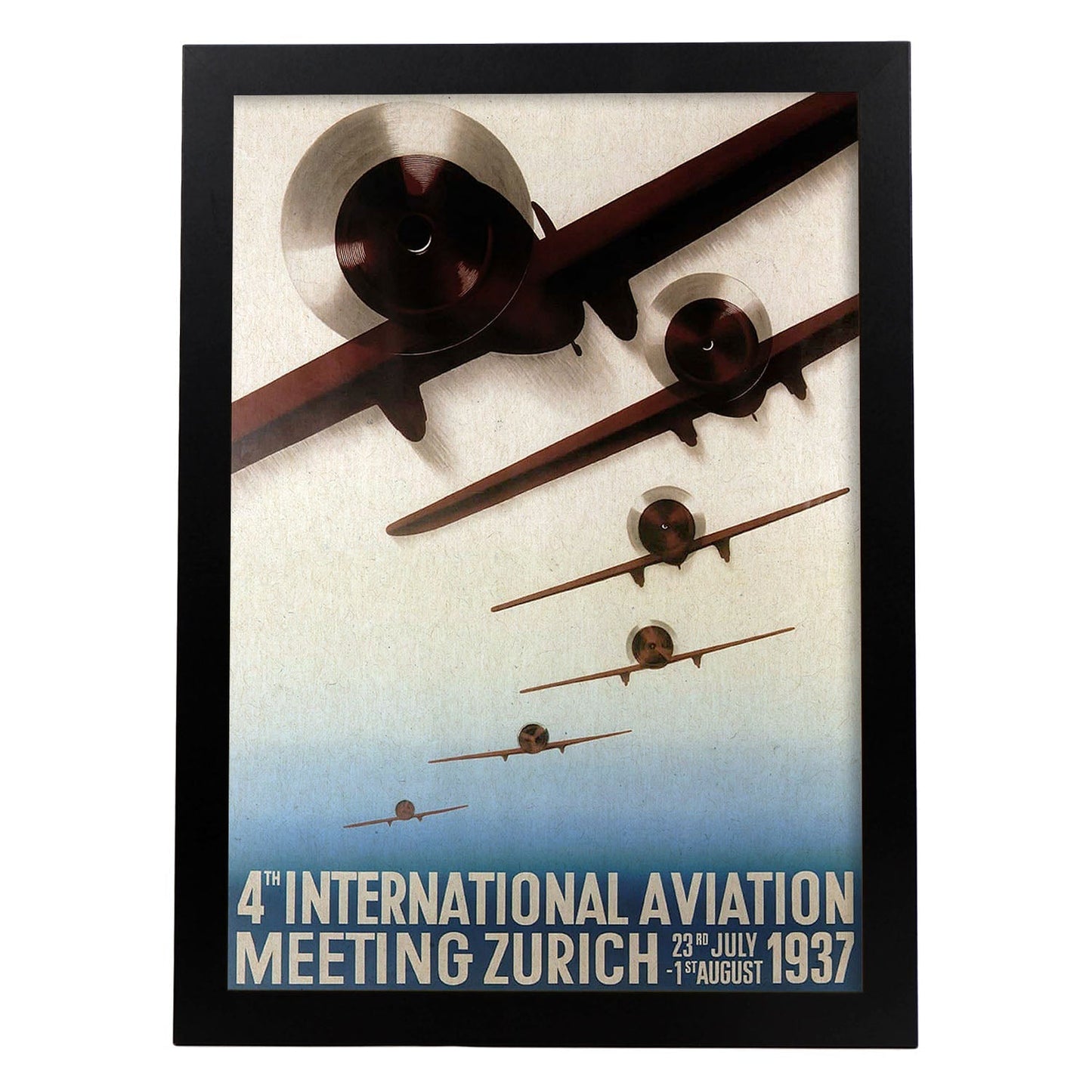 Poster vintage. Cartel vintage aviacion. "Encuentro de aviación internacional".-Artwork-Nacnic-A3-Marco Negro-Nacnic Estudio SL