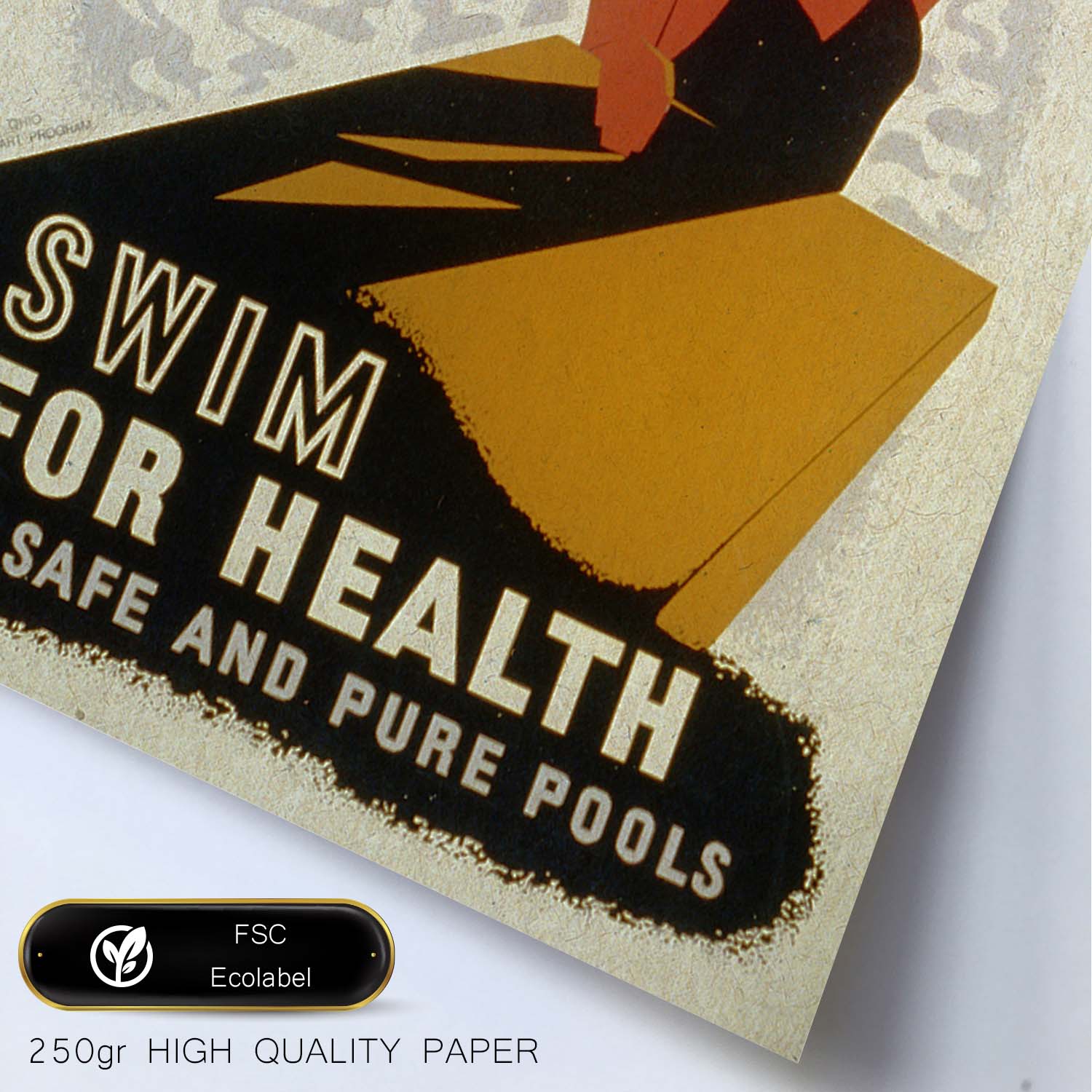 Poster vintage. Cartel vintage camapaña sobre natación. "Swim for health".-Artwork-Nacnic-Nacnic Estudio SL