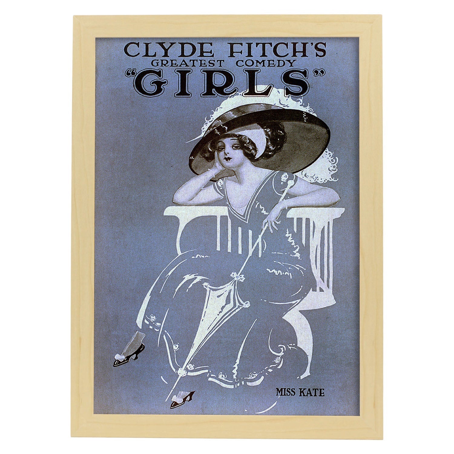 Poster vintage. Cartel vintage "Chicas Broadway 2".-Artwork-Nacnic-A3-Marco Madera clara-Nacnic Estudio SL