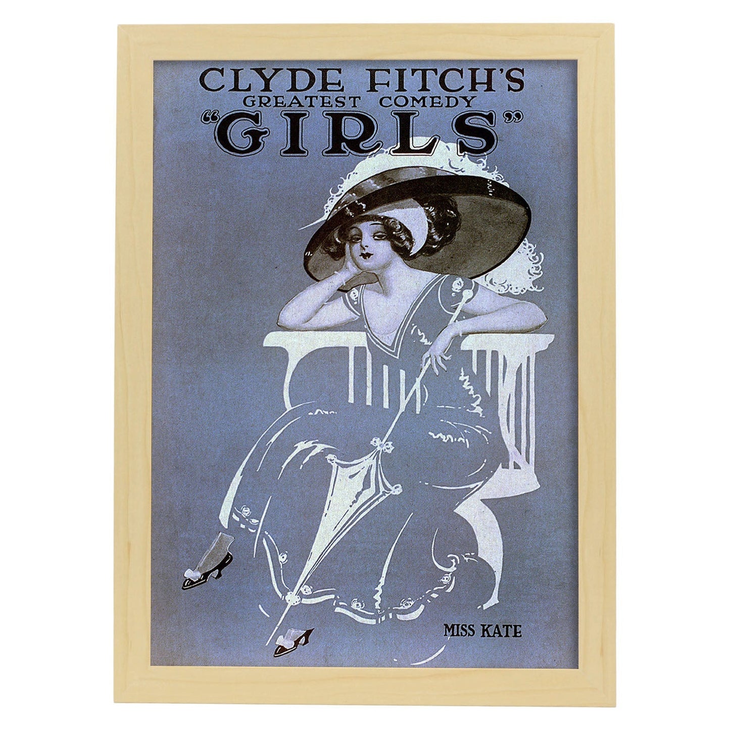 Poster vintage. Cartel vintage "Chicas Broadway 2".-Artwork-Nacnic-A4-Marco Madera clara-Nacnic Estudio SL