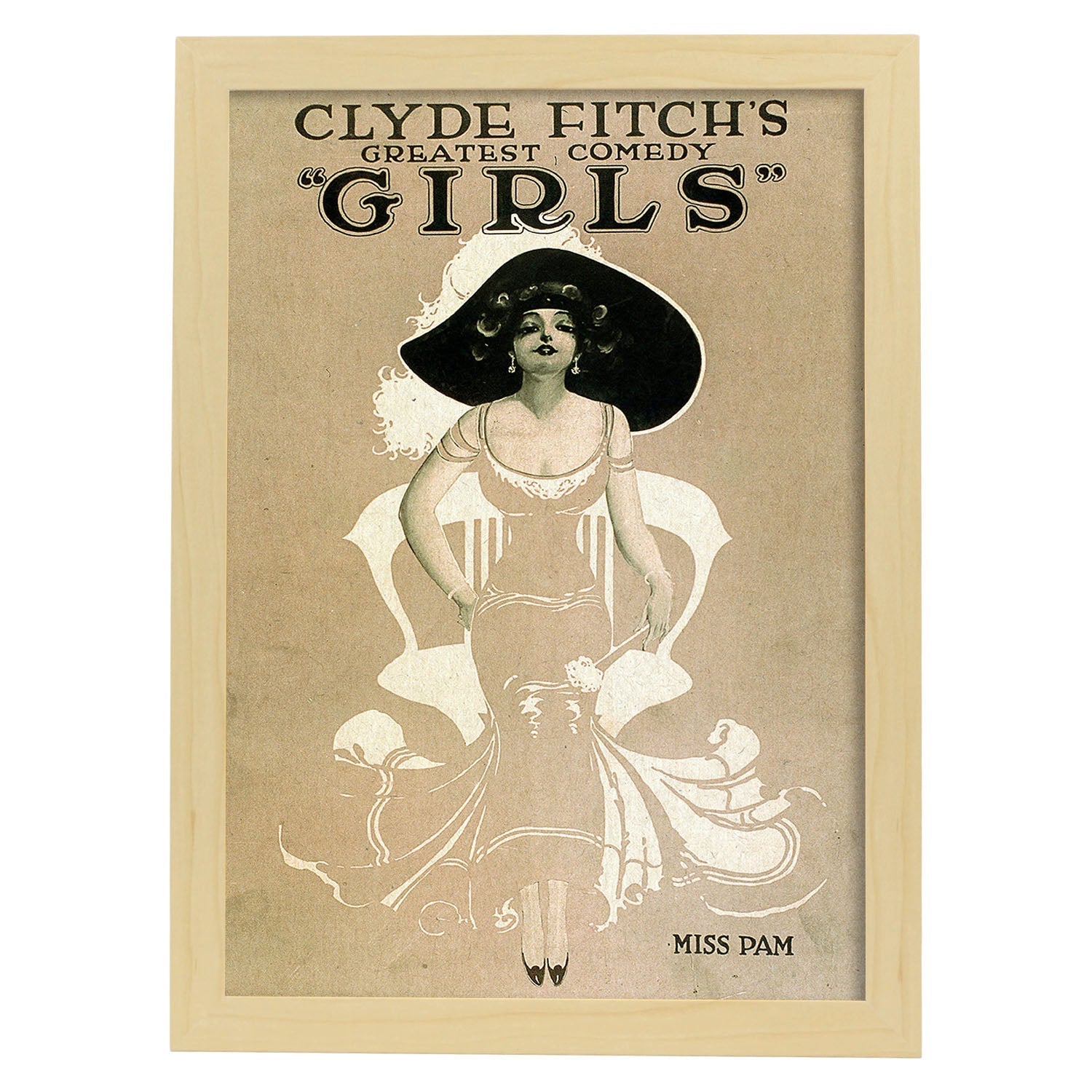Poster vintage. Cartel vintage "Chicas Broadway 3".-Artwork-Nacnic-A3-Marco Madera clara-Nacnic Estudio SL