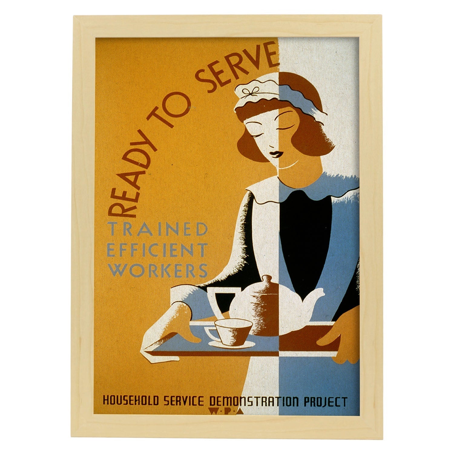Poster vintage. Cartel vintage curso entrenamiento "Ready to serve".-Artwork-Nacnic-A3-Marco Madera clara-Nacnic Estudio SL