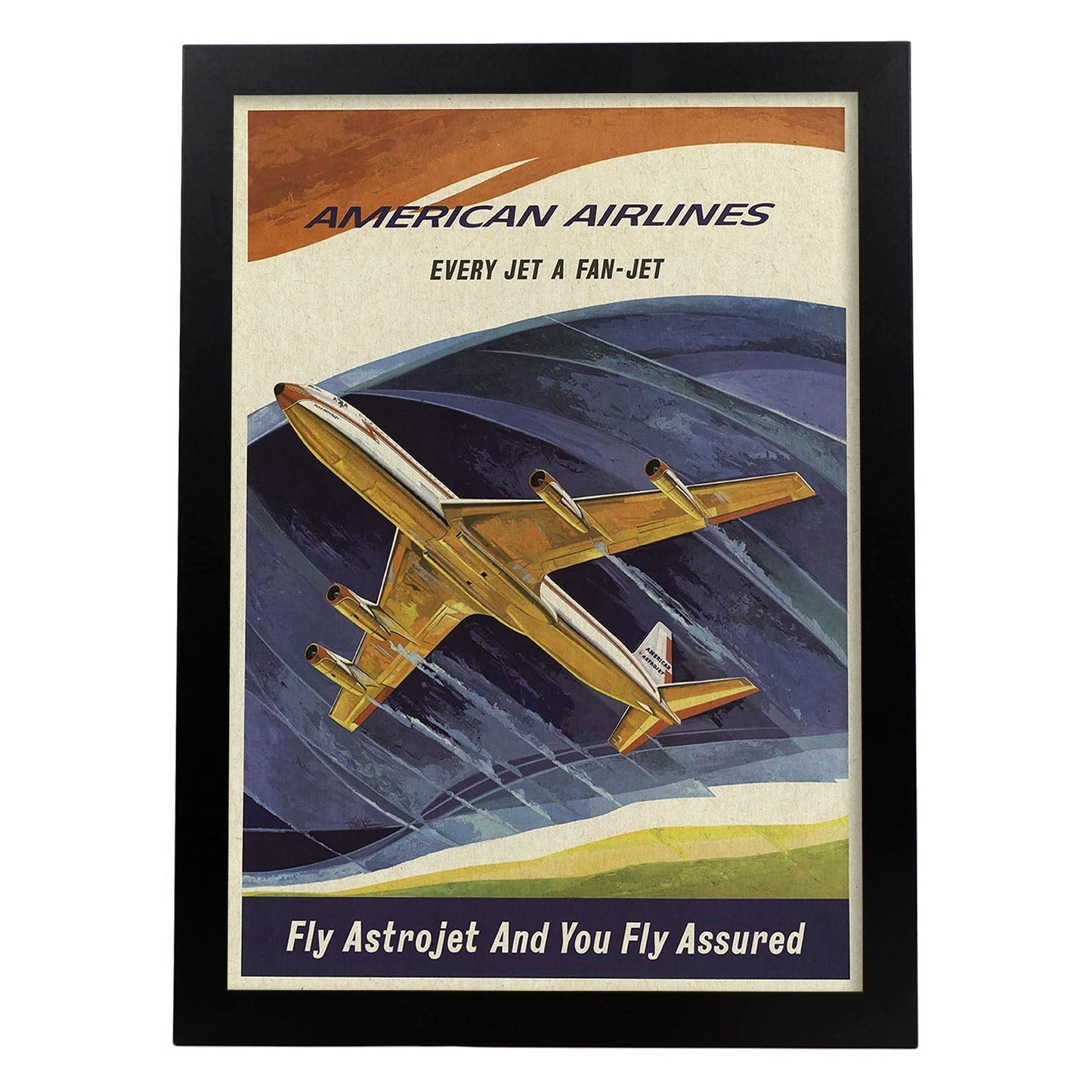Poster Vintage. Cartel Vintage de América. American Airlines.-Artwork-Nacnic-A3-Marco Negro-Nacnic Estudio SL