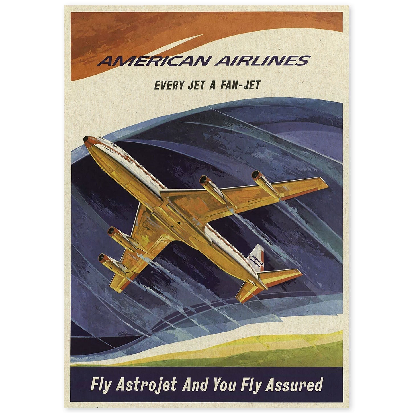 Poster Vintage. Cartel Vintage de América. American Airlines.-Artwork-Nacnic-A4-Sin marco-Nacnic Estudio SL