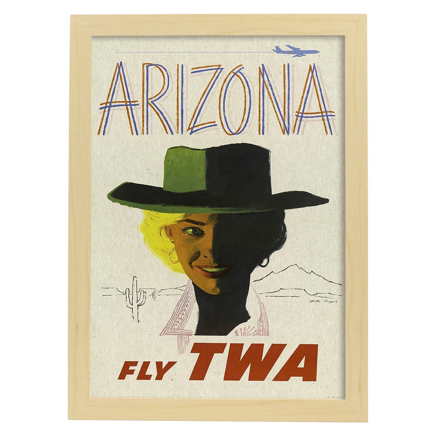 Poster Vintage. Cartel Vintage de América. Arizona.-Artwork-Nacnic-A3-Marco Madera clara-Nacnic Estudio SL