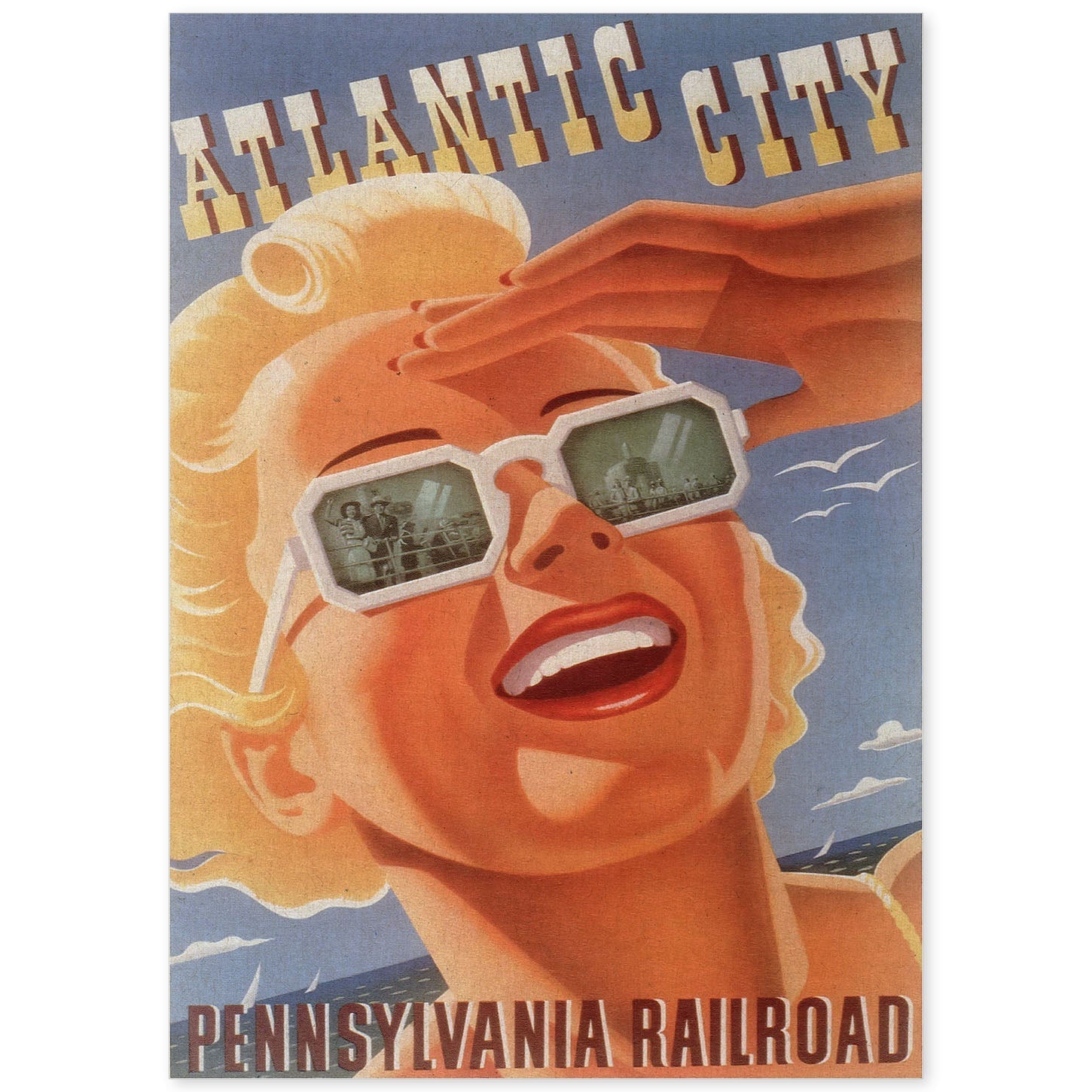 Poster Vintage. Cartel Vintage de América. Atlantic City.-Artwork-Nacnic-A4-Sin marco-Nacnic Estudio SL
