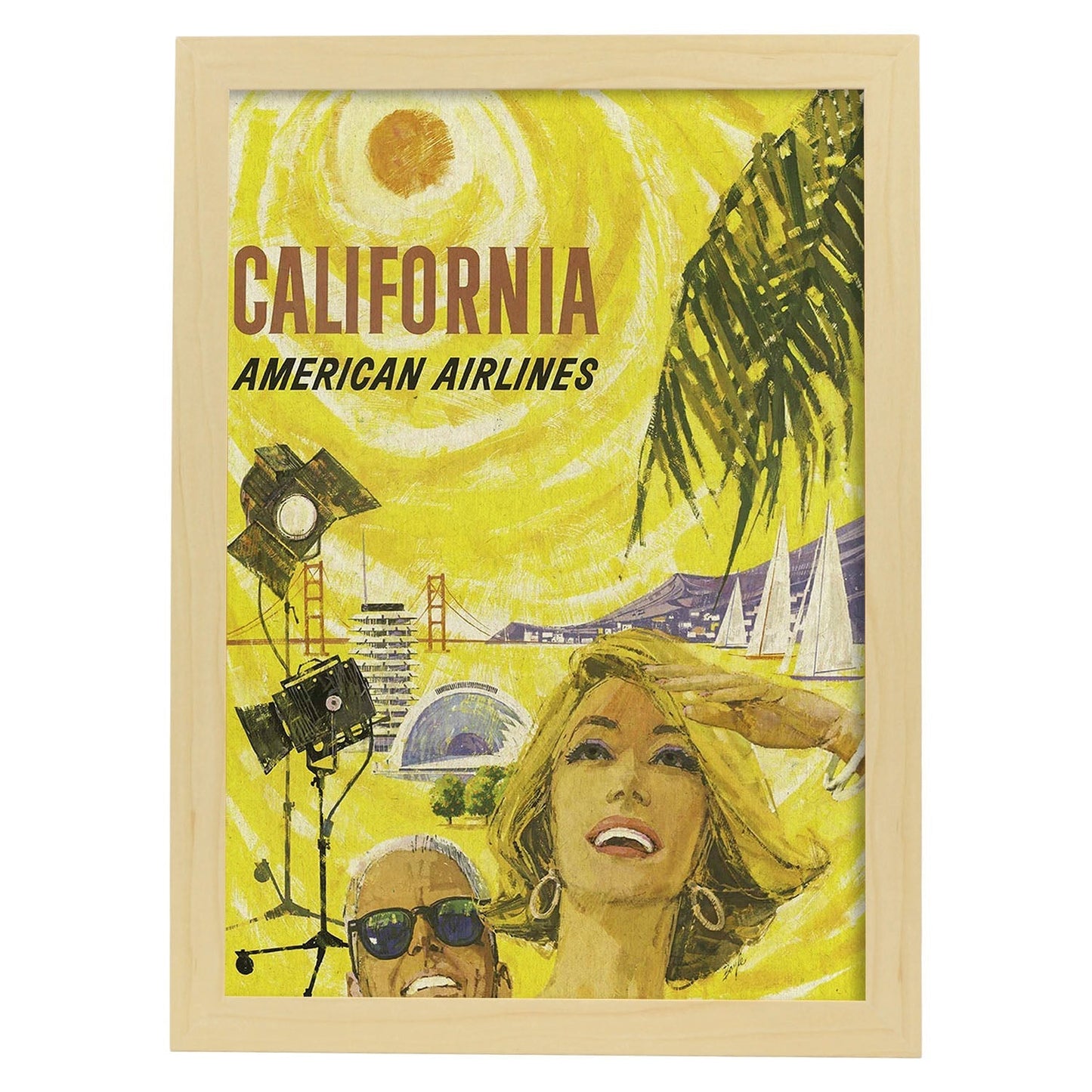 Poster Vintage. Cartel Vintage de América. California.-Artwork-Nacnic-A3-Marco Madera clara-Nacnic Estudio SL