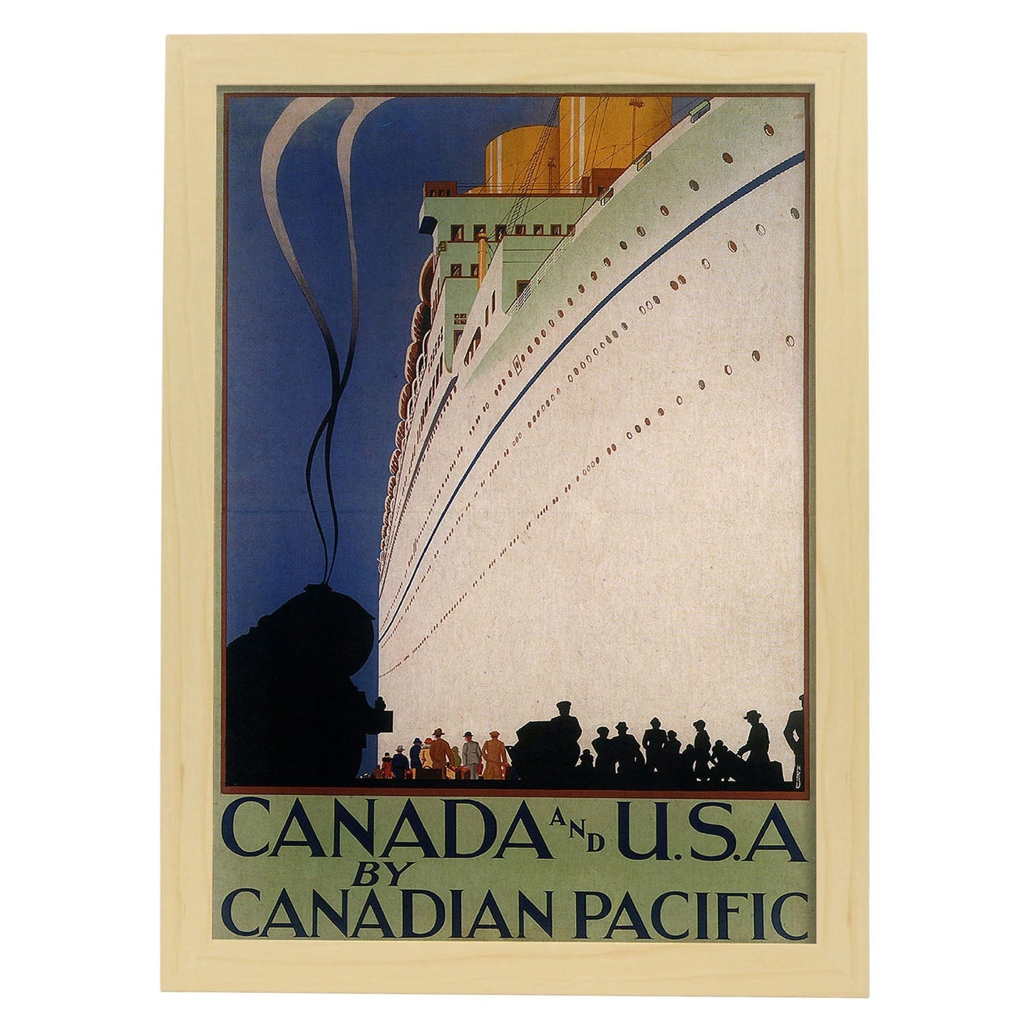 Poster Vintage. Cartel Vintage de América. Canadá y USA.-Artwork-Nacnic-A3-Marco Madera clara-Nacnic Estudio SL