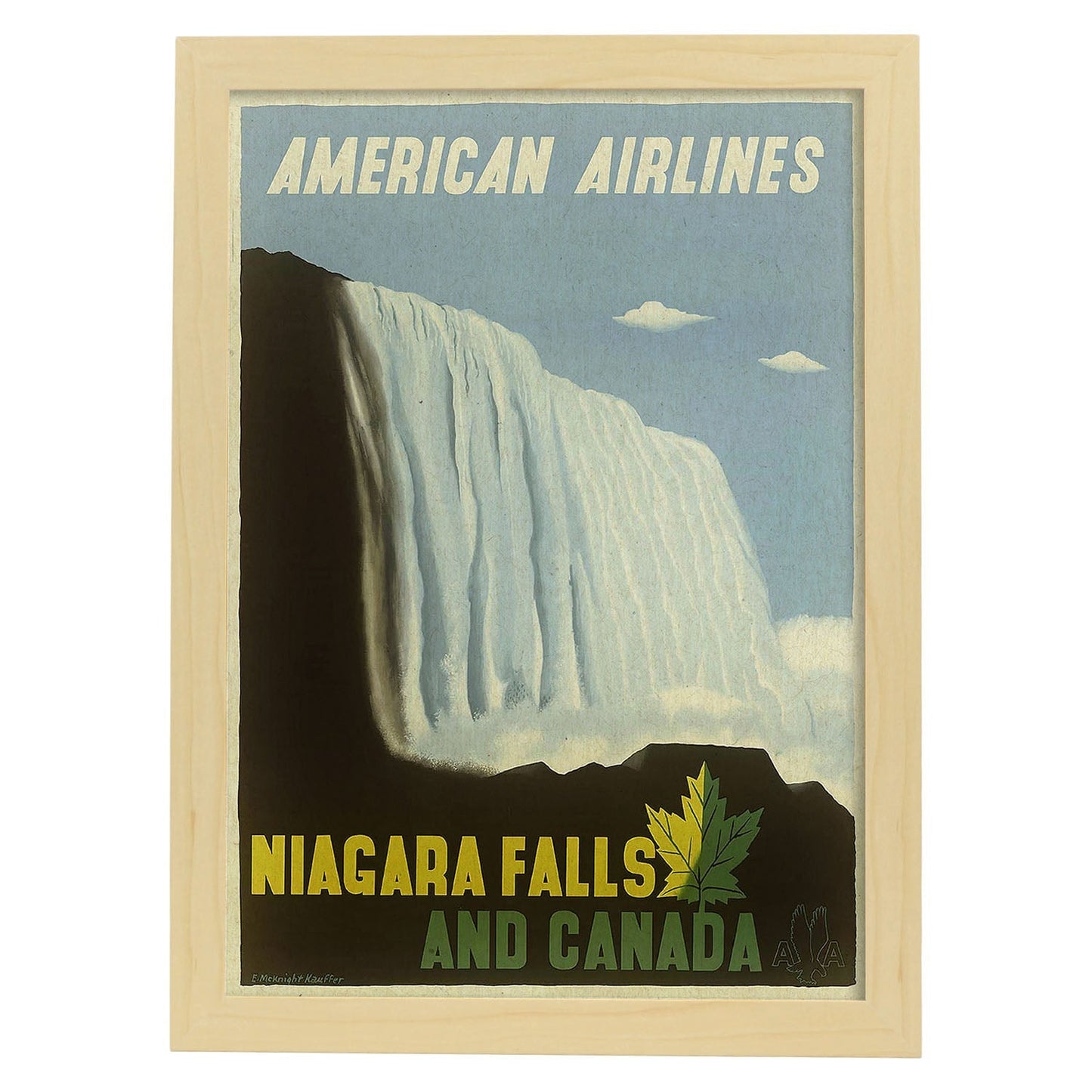 Poster Vintage. Cartel Vintage de América. Cataratas del Niagara.-Artwork-Nacnic-A4-Marco Madera clara-Nacnic Estudio SL