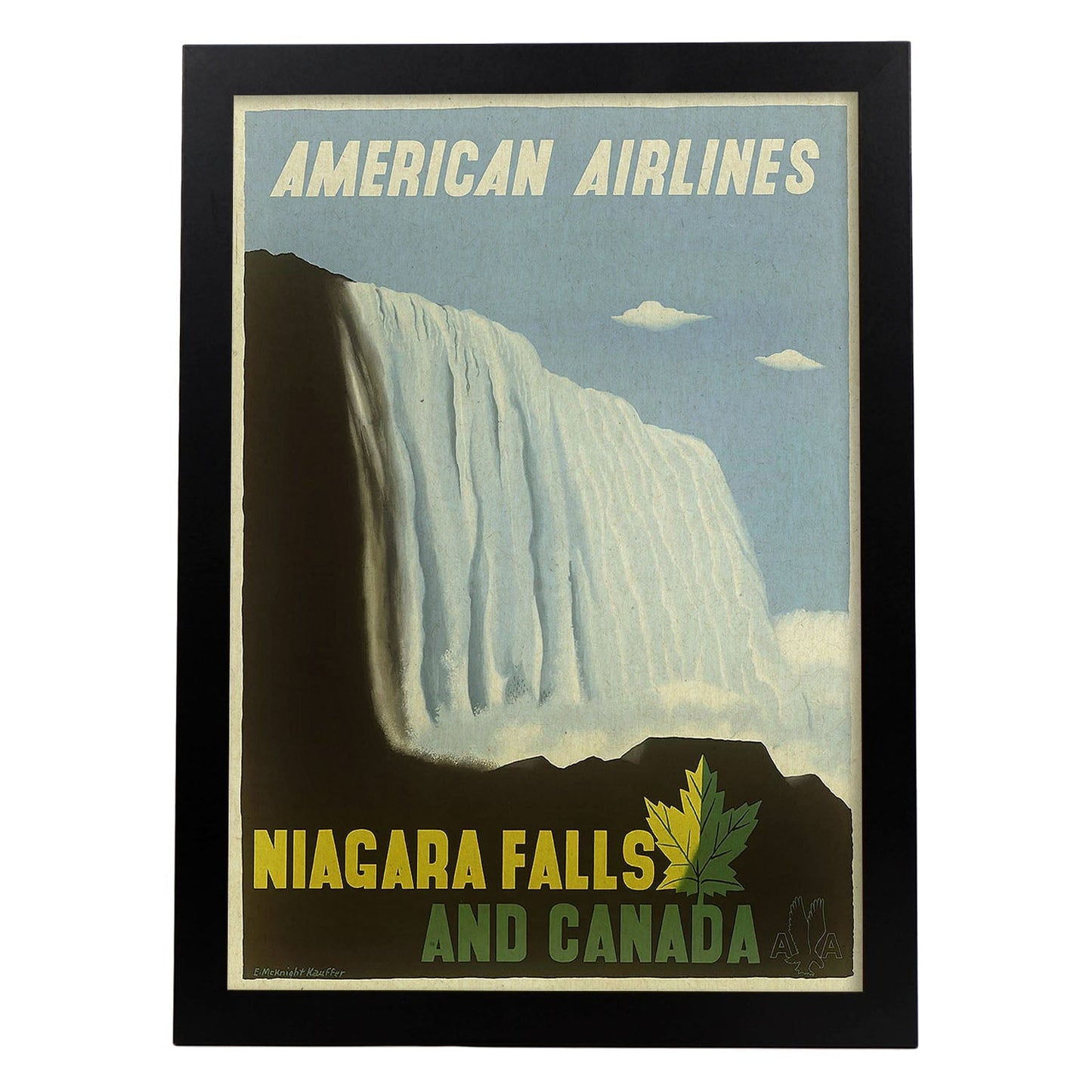 Poster Vintage. Cartel Vintage de América. Cataratas del Niagara.-Artwork-Nacnic-A4-Marco Negro-Nacnic Estudio SL