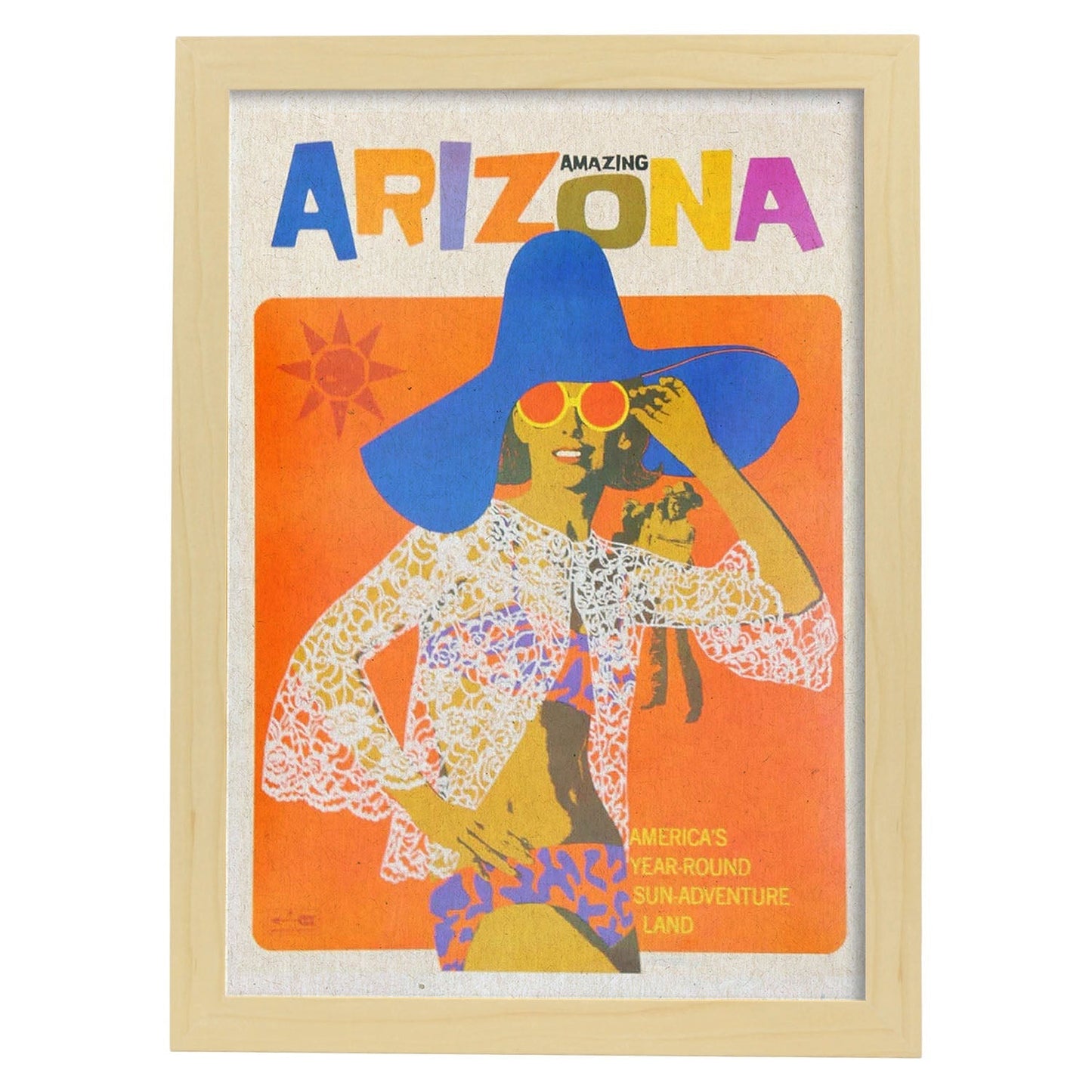 Poster Vintage. Cartel Vintage de América. Chica de Arizona.-Artwork-Nacnic-A3-Marco Madera clara-Nacnic Estudio SL
