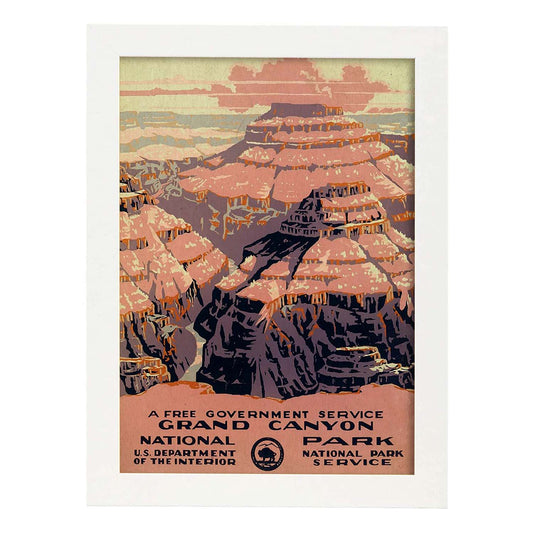 Poster Vintage. Cartel Vintage de América. El Gran cañon.-Artwork-Nacnic-A4-Marco Blanco-Nacnic Estudio SL