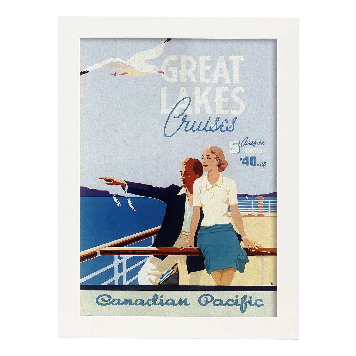 Poster Vintage. Cartel Vintage de América. Grandes Lagos.-Artwork-Nacnic-A3-Marco Blanco-Nacnic Estudio SL