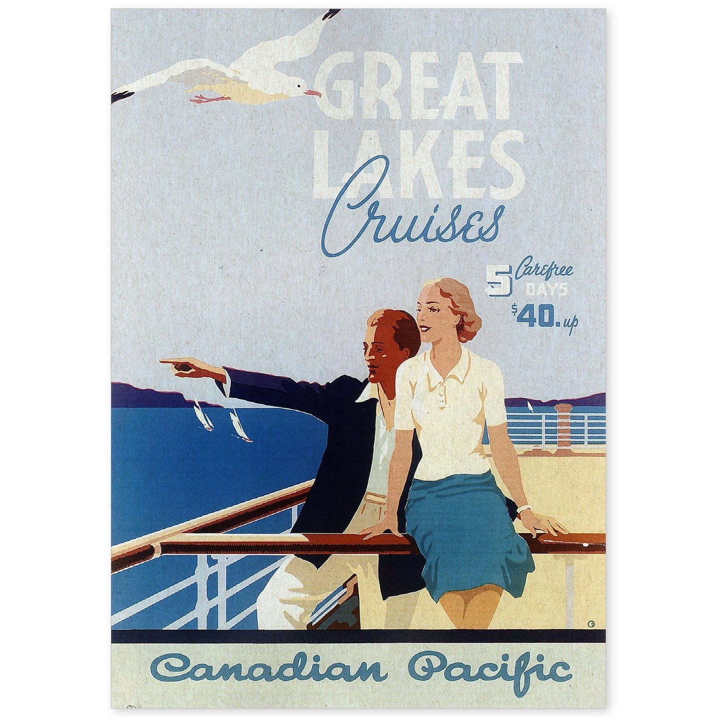 Poster Vintage. Cartel Vintage de América. Grandes Lagos.-Artwork-Nacnic-A4-Sin marco-Nacnic Estudio SL