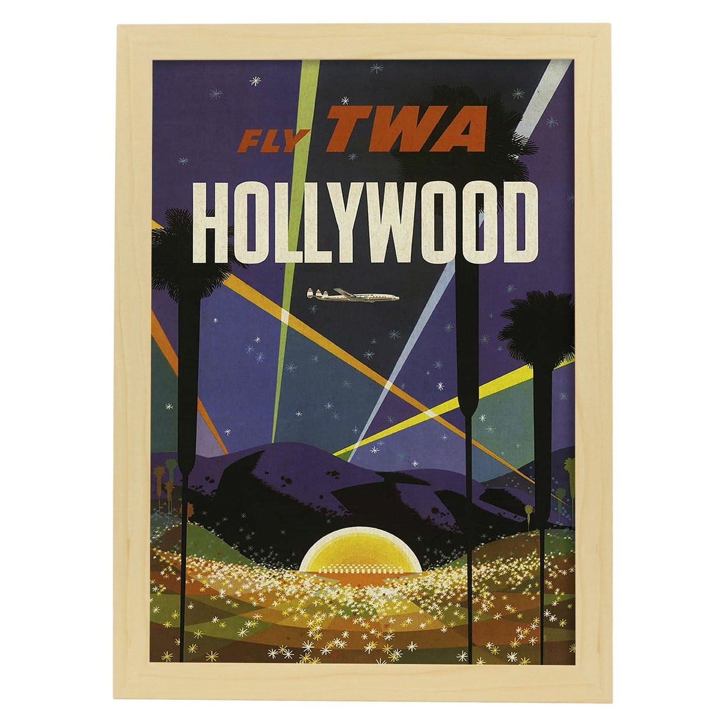 Poster Vintage. Cartel Vintage de América. Hollywood.-Artwork-Nacnic-A3-Marco Madera clara-Nacnic Estudio SL