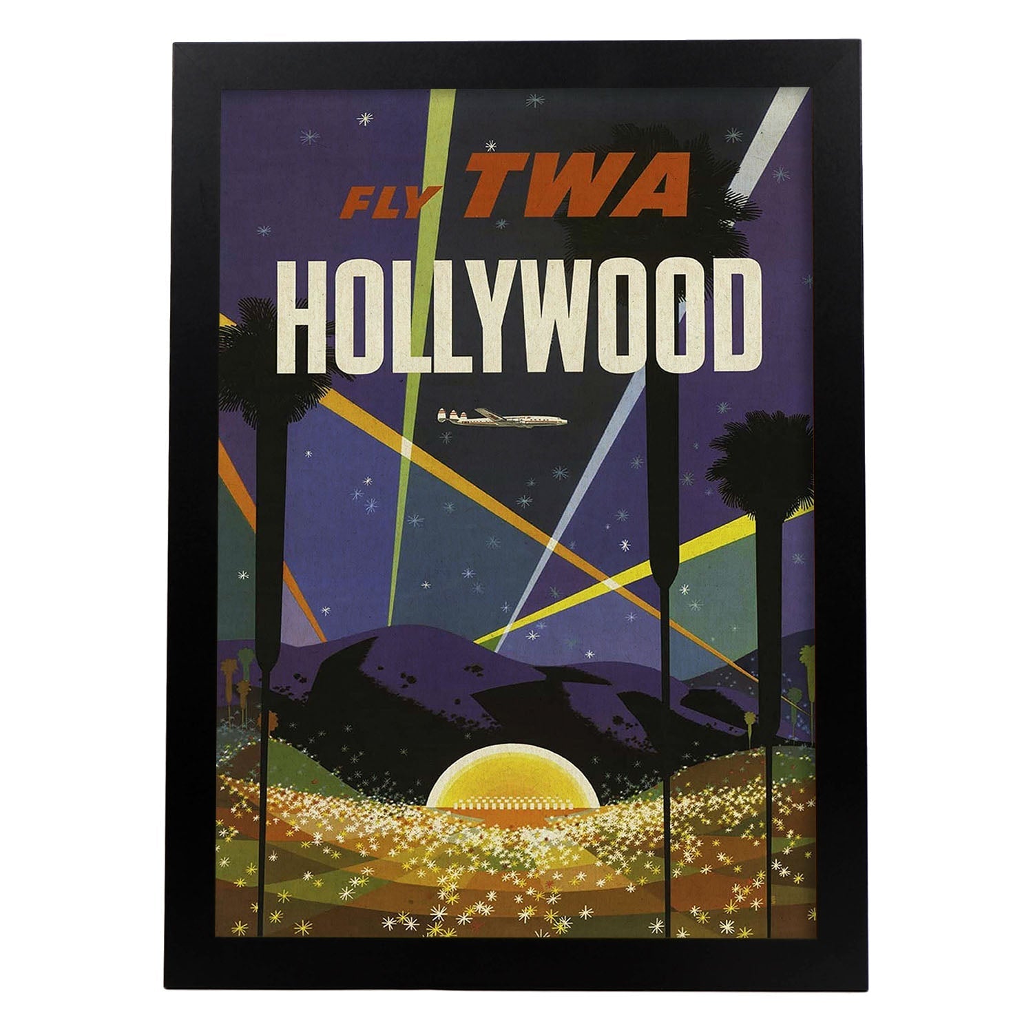 Poster Vintage. Cartel Vintage de América. Hollywood.-Artwork-Nacnic-A3-Marco Negro-Nacnic Estudio SL