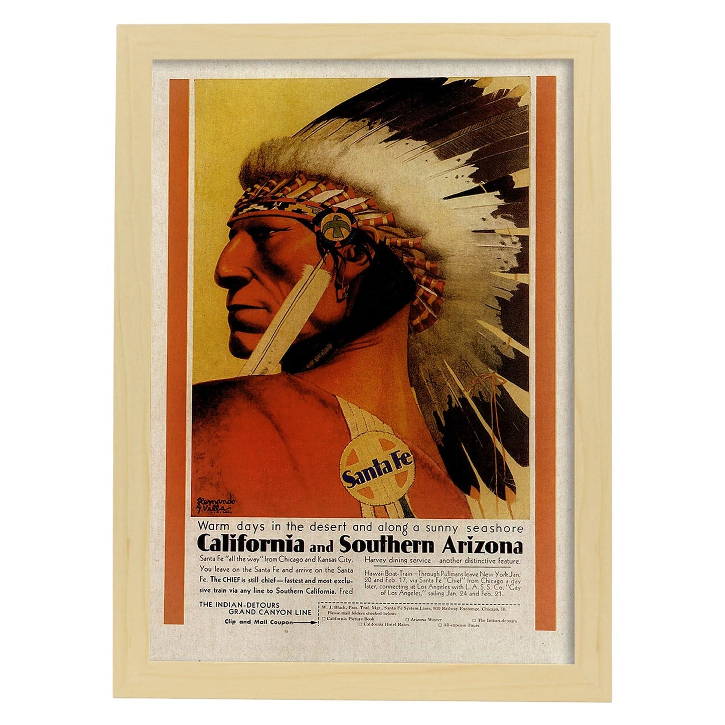 Poster Vintage. Cartel Vintage de América. Indios de California.-Artwork-Nacnic-A3-Marco Madera clara-Nacnic Estudio SL