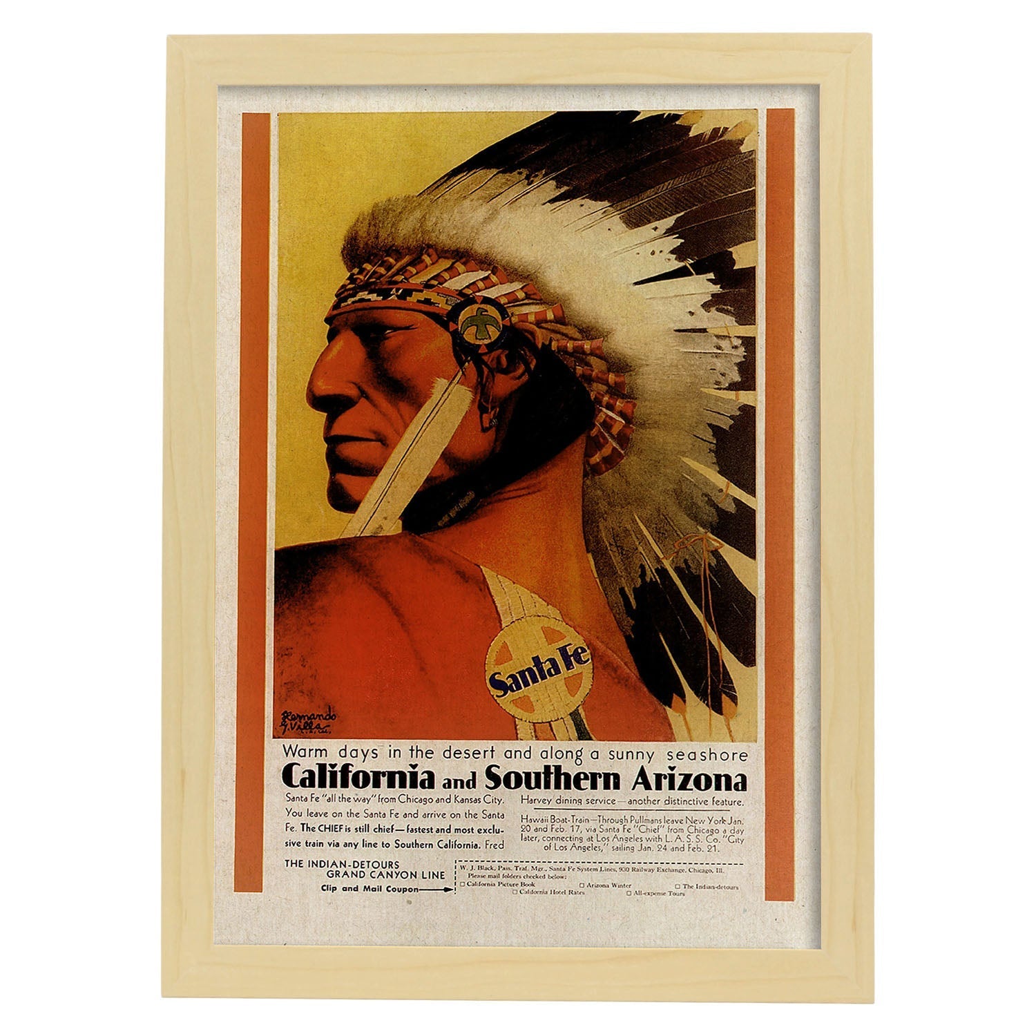 Poster Vintage. Cartel Vintage de América. Indios de California.-Artwork-Nacnic-A3-Marco Madera clara-Nacnic Estudio SL