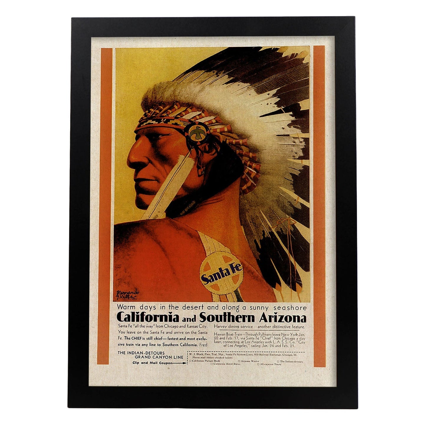 Poster Vintage. Cartel Vintage de América. Indios de California.-Artwork-Nacnic-A3-Marco Negro-Nacnic Estudio SL