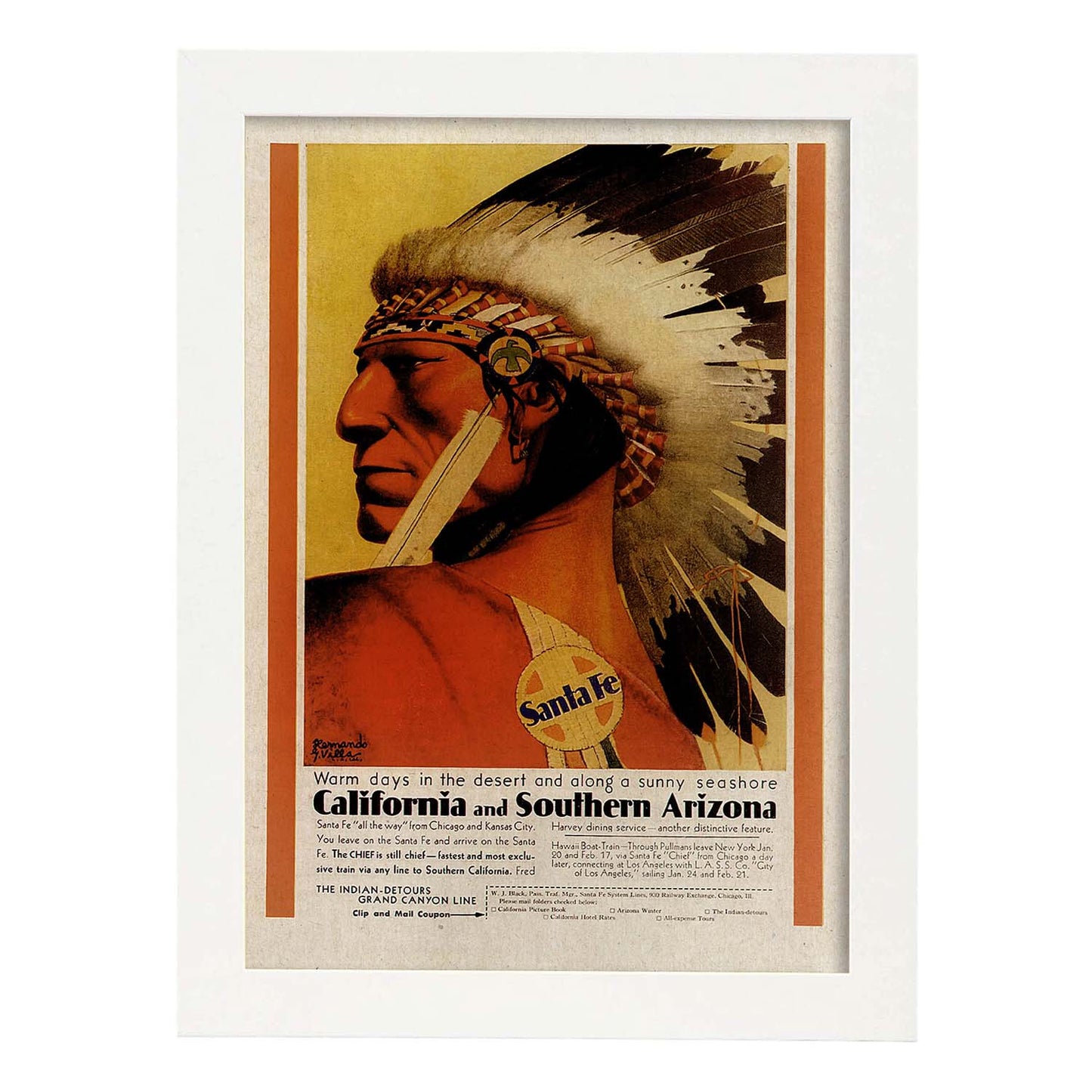 Poster Vintage. Cartel Vintage de América. Indios de California.-Artwork-Nacnic-A4-Marco Blanco-Nacnic Estudio SL