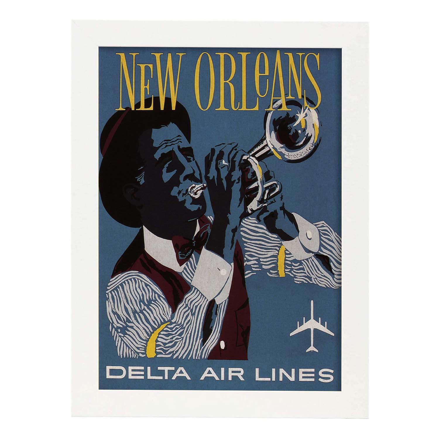 Poster Vintage. Cartel Vintage de América. Jazz de Nueva Orleans.-Artwork-Nacnic-A3-Marco Blanco-Nacnic Estudio SL
