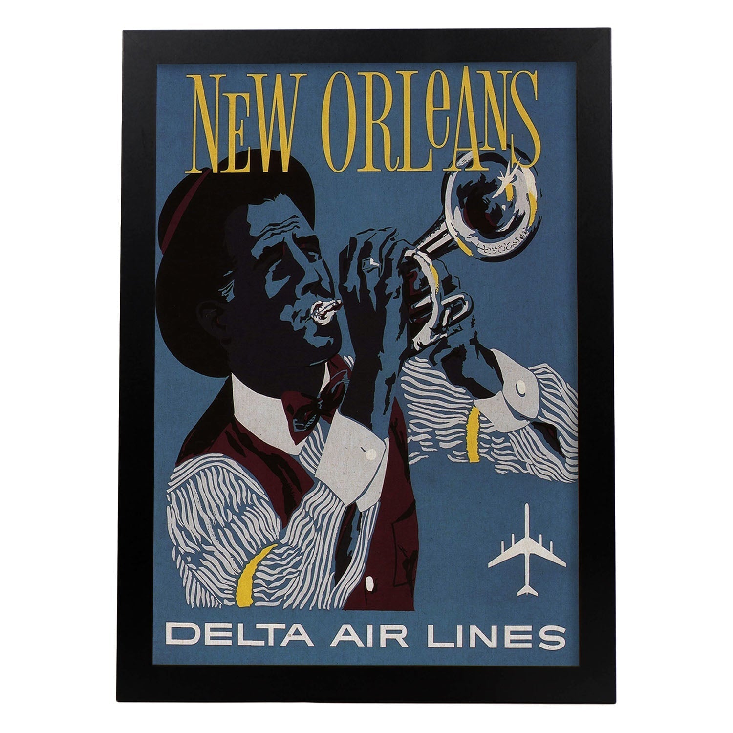 Poster Vintage. Cartel Vintage de América. Jazz de Nueva Orleans.-Artwork-Nacnic-A3-Marco Negro-Nacnic Estudio SL