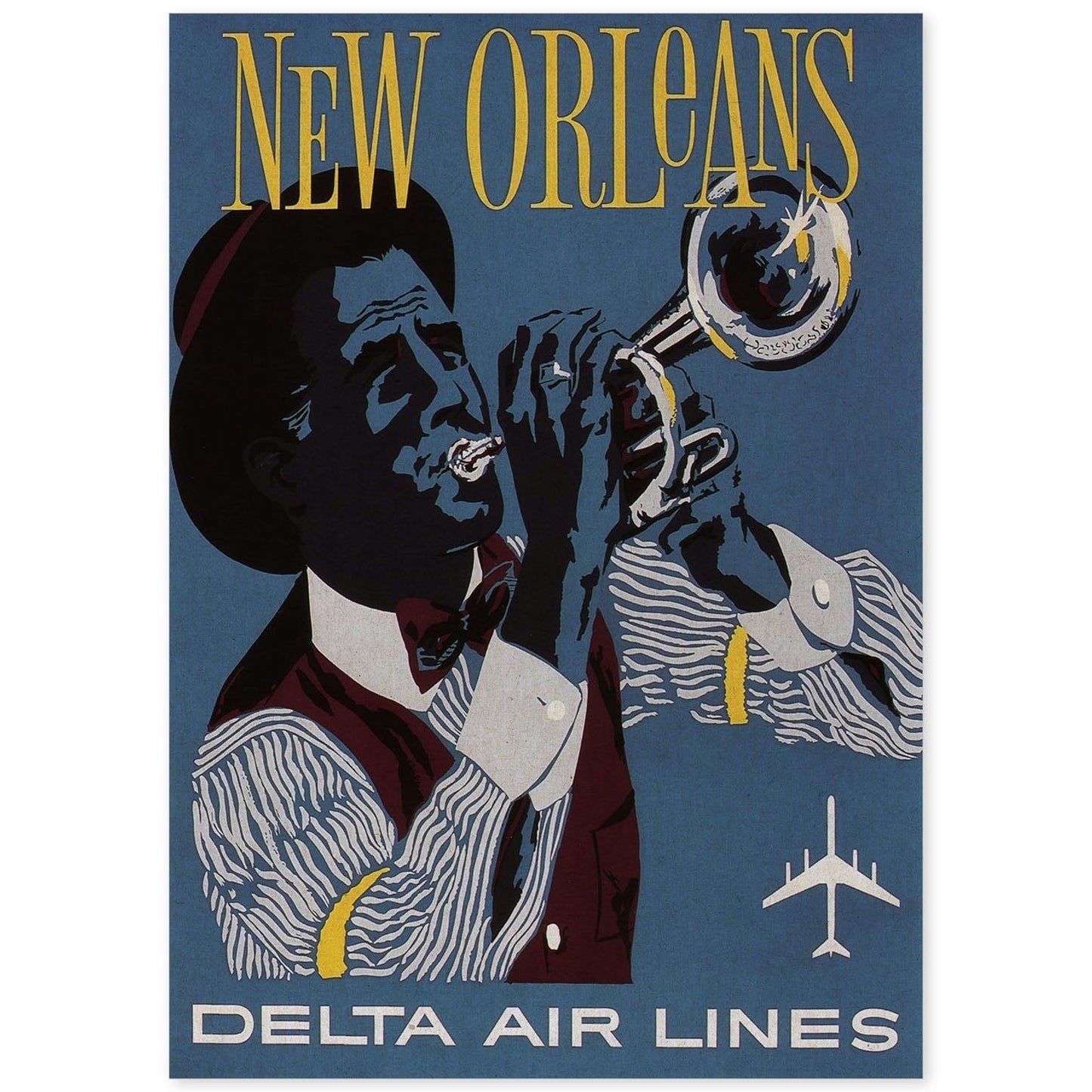 Poster Vintage. Cartel Vintage de América. Jazz de Nueva Orleans.-Artwork-Nacnic-A4-Sin marco-Nacnic Estudio SL
