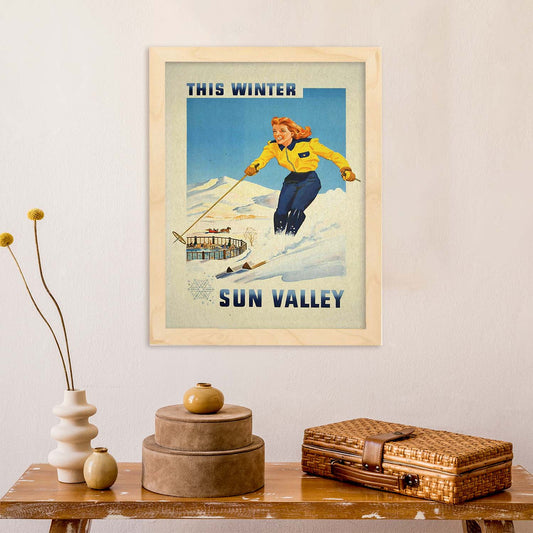 Poster Vintage. Cartel Vintage de América. Nieve en el Valle del Sol.-Artwork-Nacnic-Nacnic Estudio SL