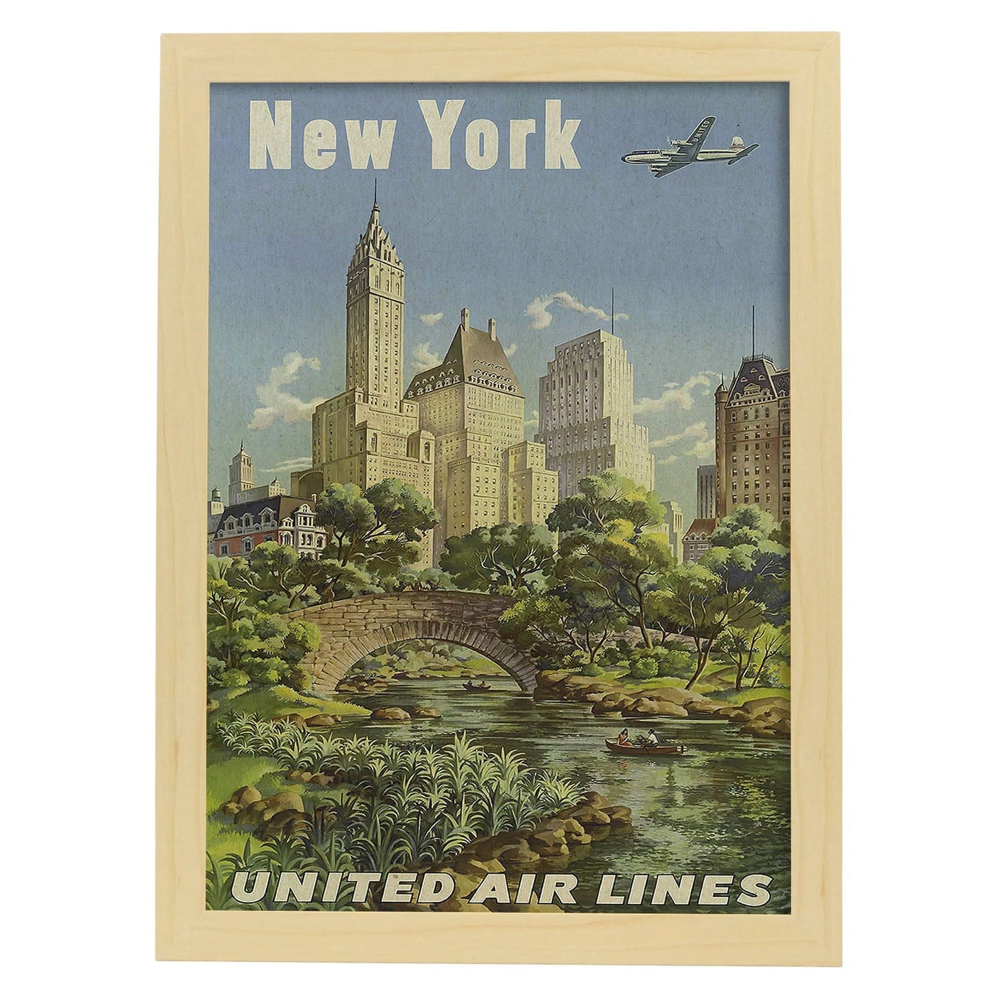 Poster Vintage. Cartel Vintage de América. Nueva York.-Artwork-Nacnic-A3-Marco Madera clara-Nacnic Estudio SL