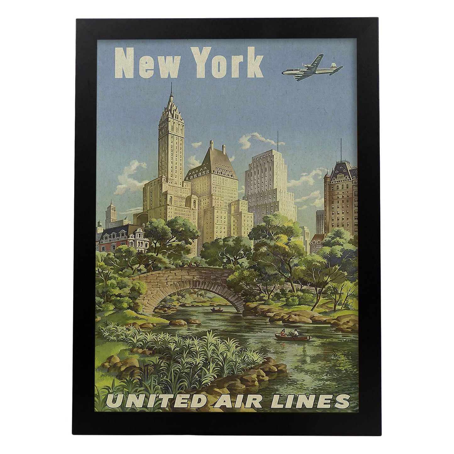 Poster Vintage. Cartel Vintage de América. Nueva York.-Artwork-Nacnic-A4-Marco Negro-Nacnic Estudio SL
