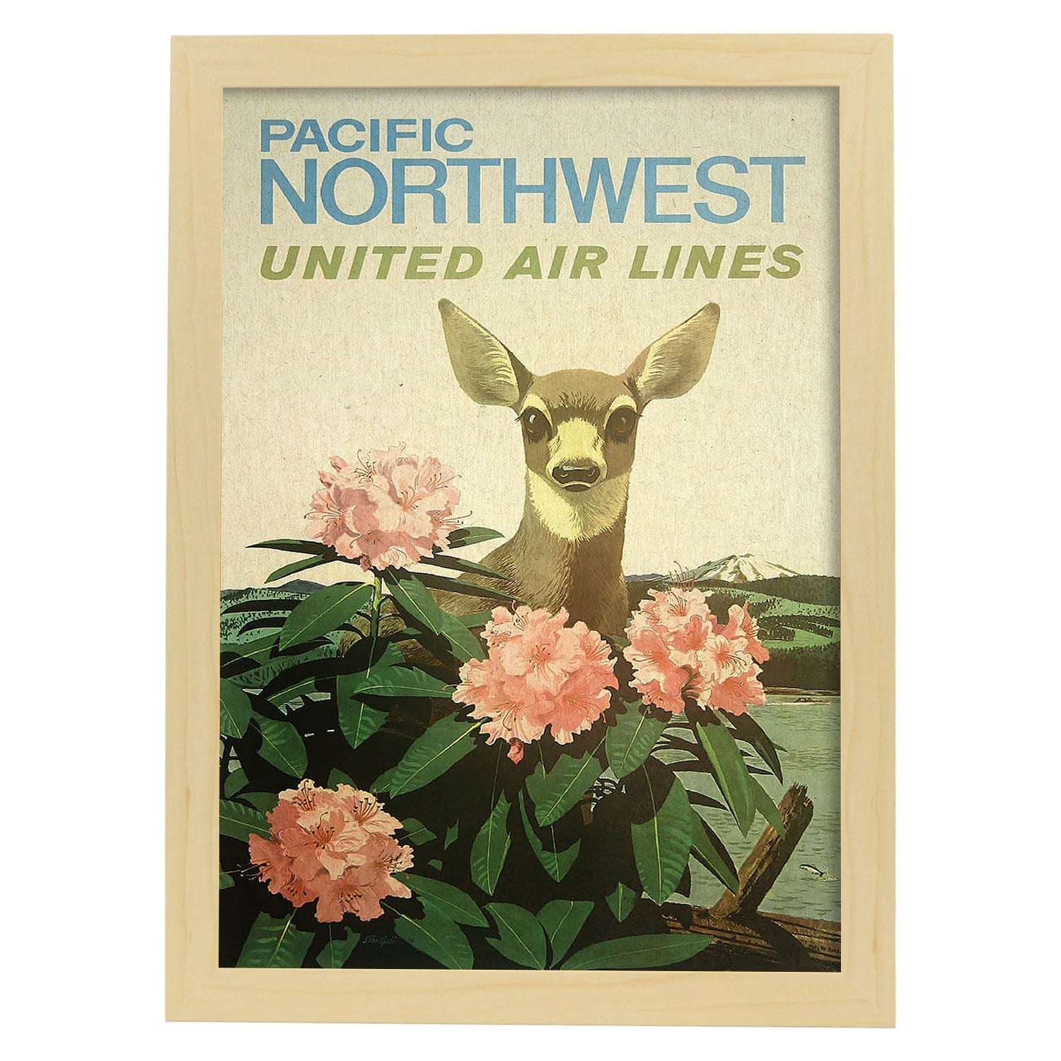 Poster Vintage. Cartel Vintage de América. Pacífico Noroeste.-Artwork-Nacnic-A3-Marco Madera clara-Nacnic Estudio SL
