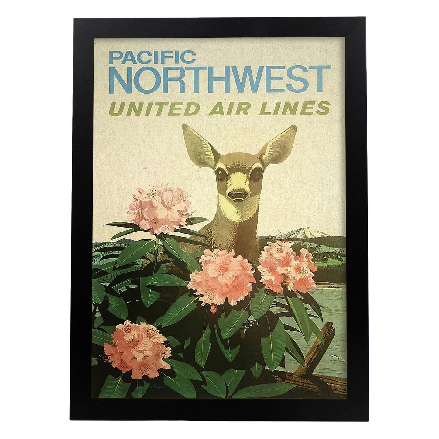 Poster Vintage. Cartel Vintage de América. Pacífico Noroeste.-Artwork-Nacnic-A3-Marco Negro-Nacnic Estudio SL