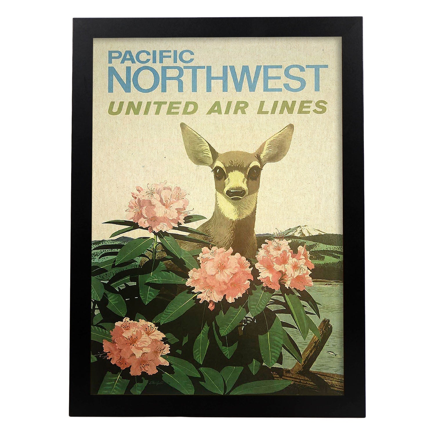 Poster Vintage. Cartel Vintage de América. Pacífico Noroeste.-Artwork-Nacnic-A4-Marco Negro-Nacnic Estudio SL