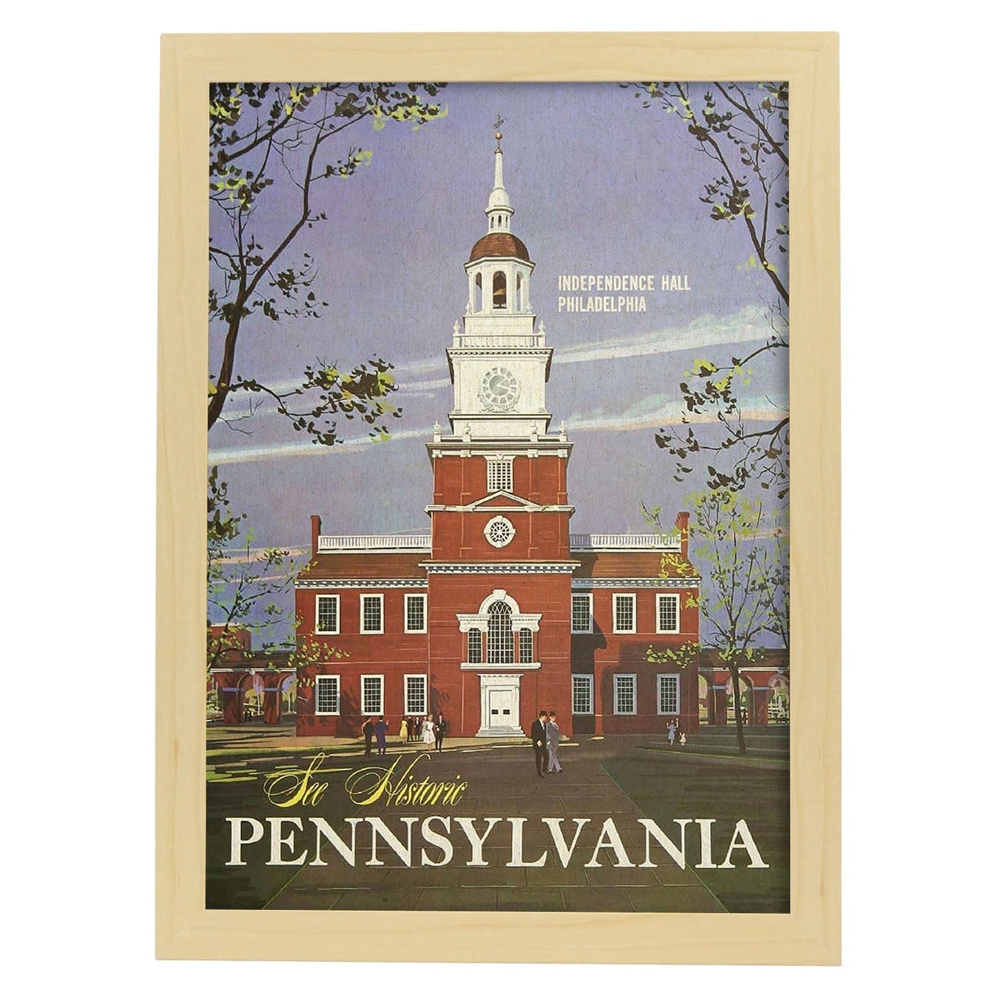Poster Vintage. Cartel Vintage de América. Pennsylvania.-Artwork-Nacnic-A3-Marco Madera clara-Nacnic Estudio SL